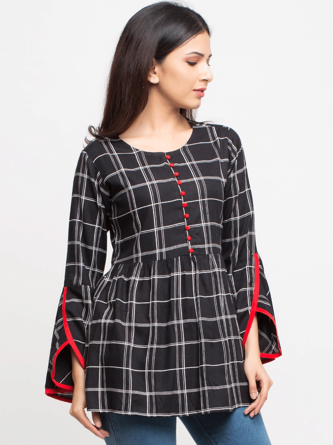Yash Gallery Black Rayon Women's Regular Top ( Pack of 1 )     			Yash Gallery Black Rayon Women's Regular Top ( Pack of 1 )