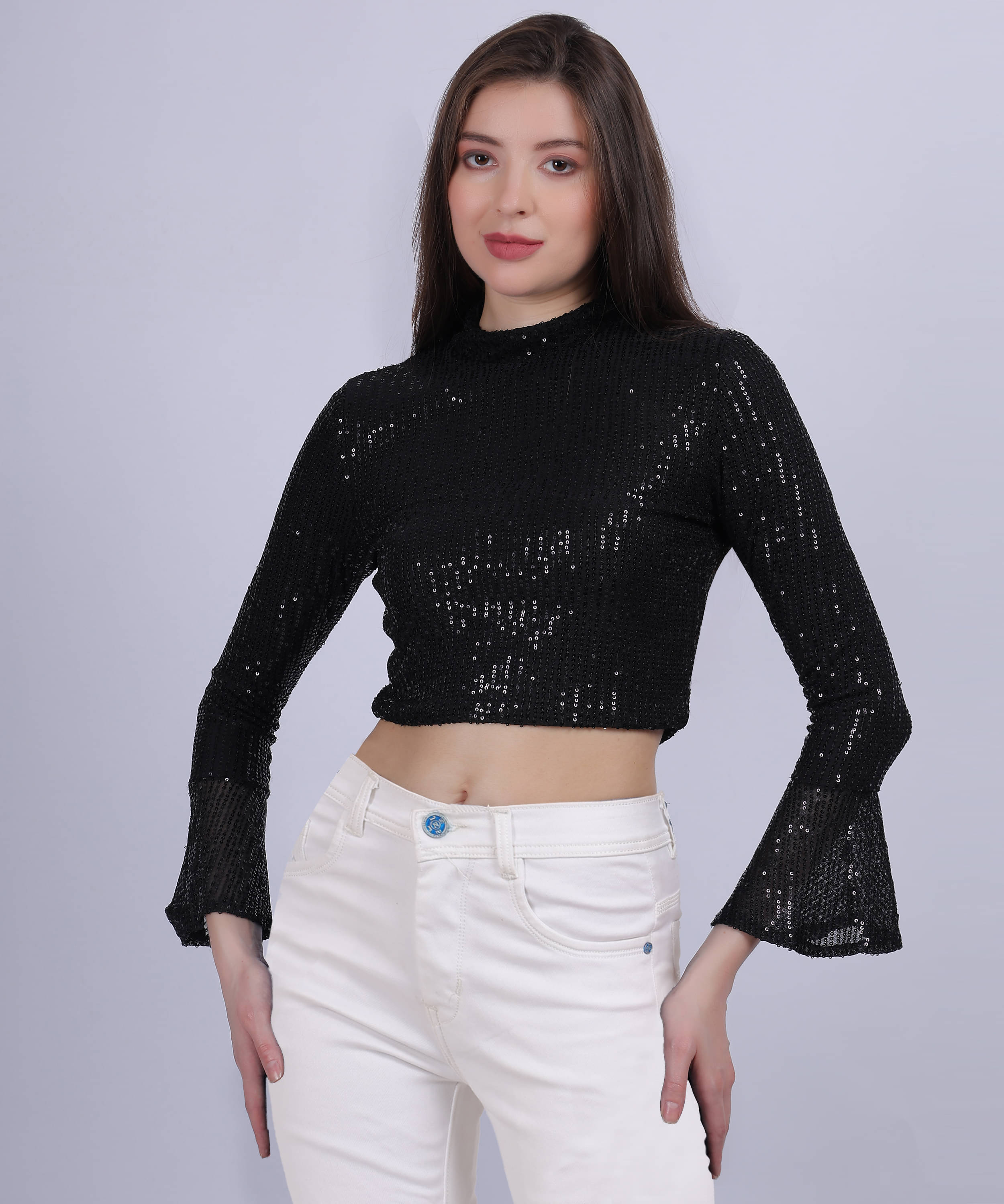 aumbe Black Georgette Women's Crop Top ( Pack of 1 )     			aumbe Black Georgette Women's Crop Top ( Pack of 1 )