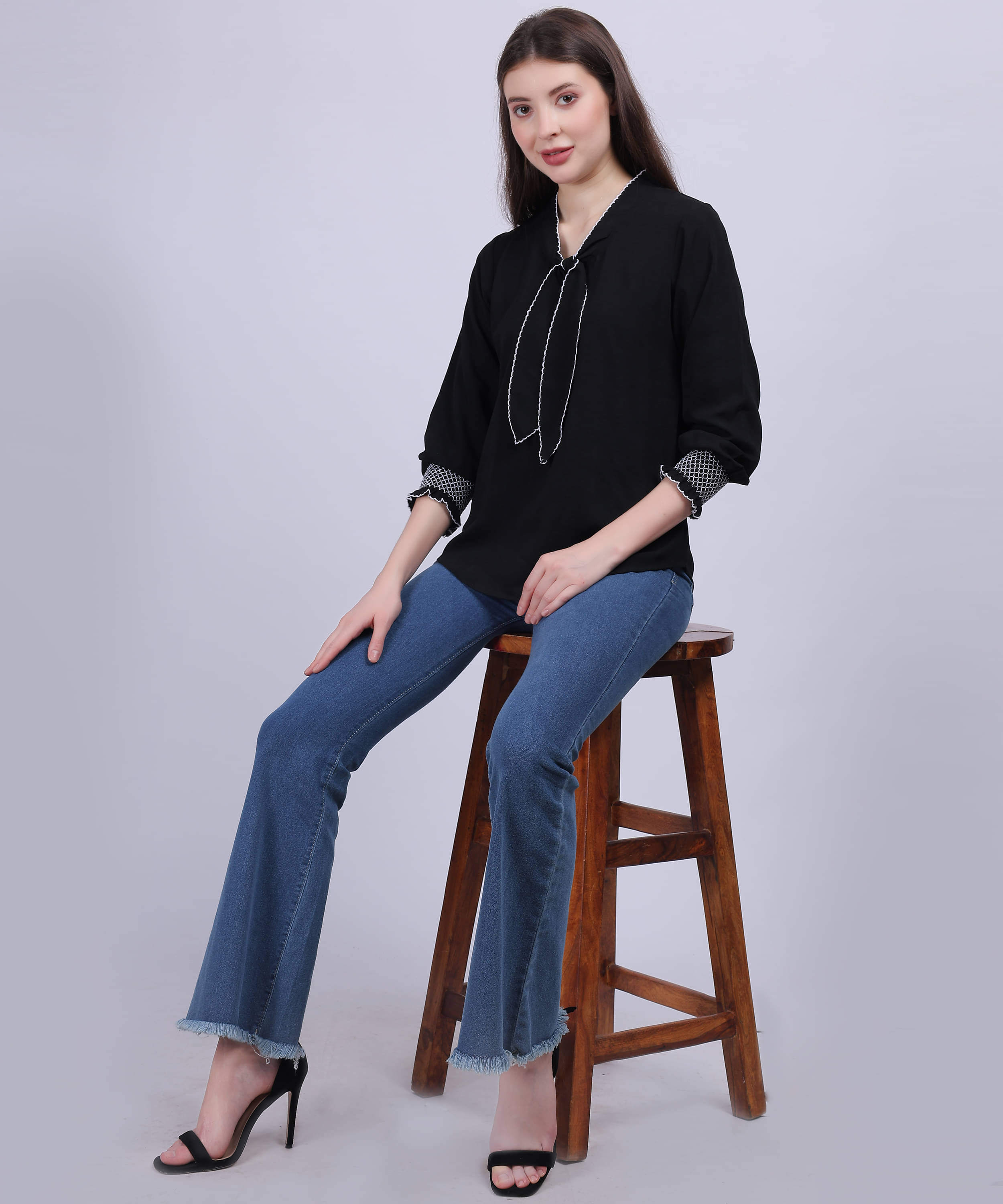 aumbe Women's Polyester Regular Top ( Black ) aumbe Women's Polyester Regular Top ( Black )