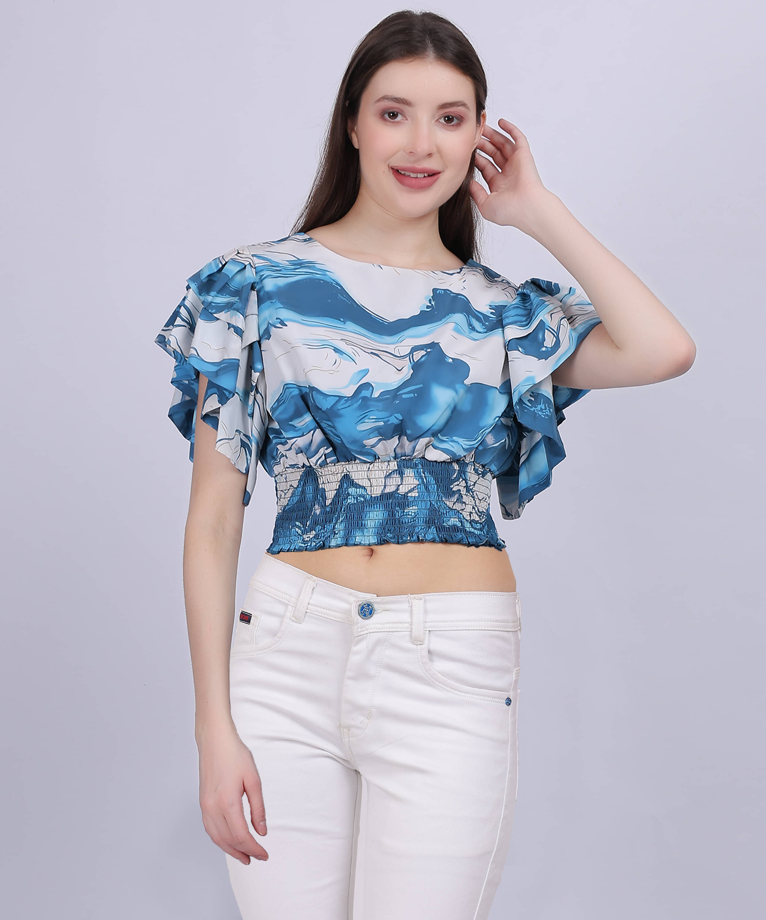 aumbe Women's Polyester Regular Top ( Blue ) aumbe Women's Polyester Regular Top ( Blue )