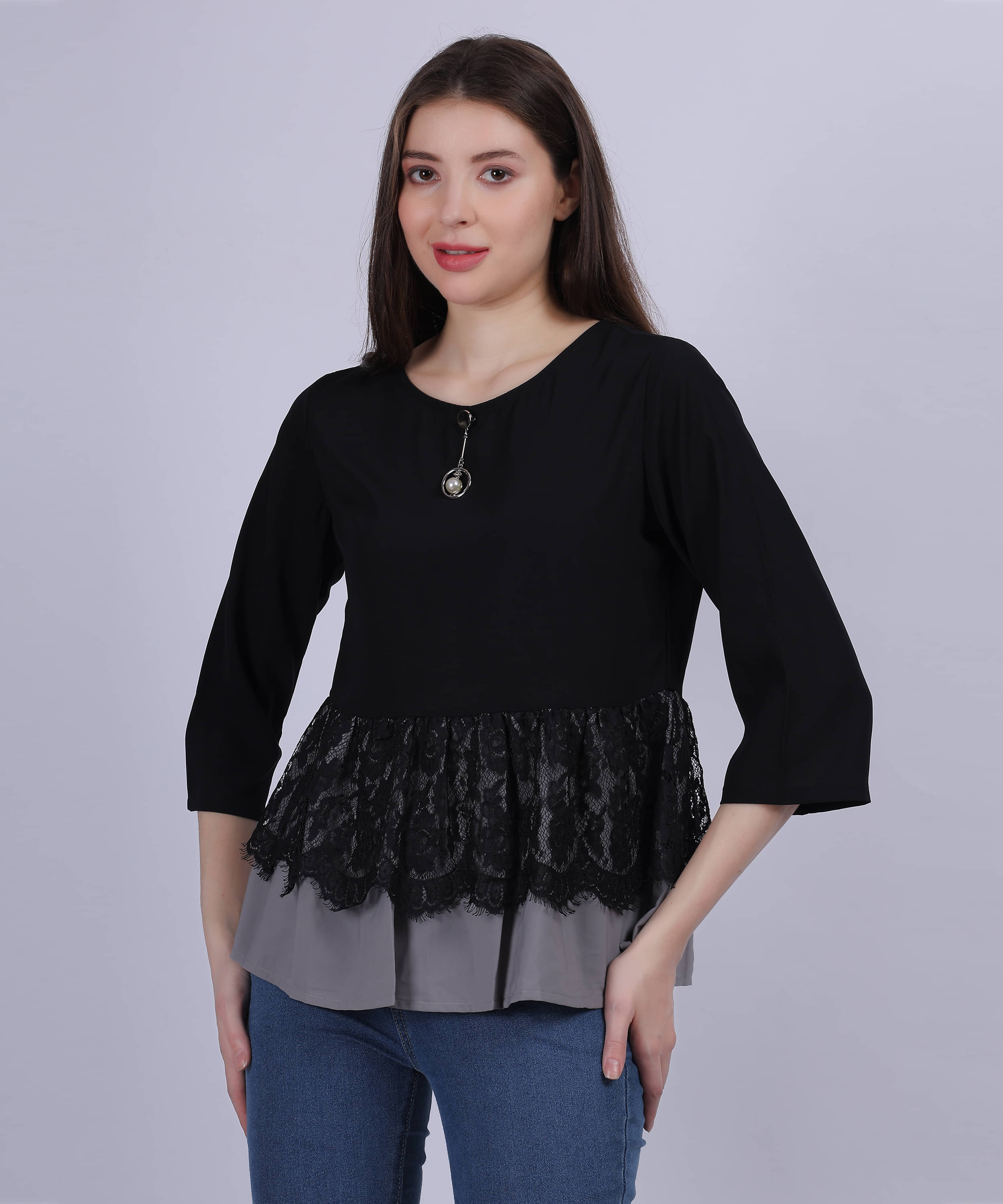     			aumbe Women's Polyester Regular Top ( Grey )