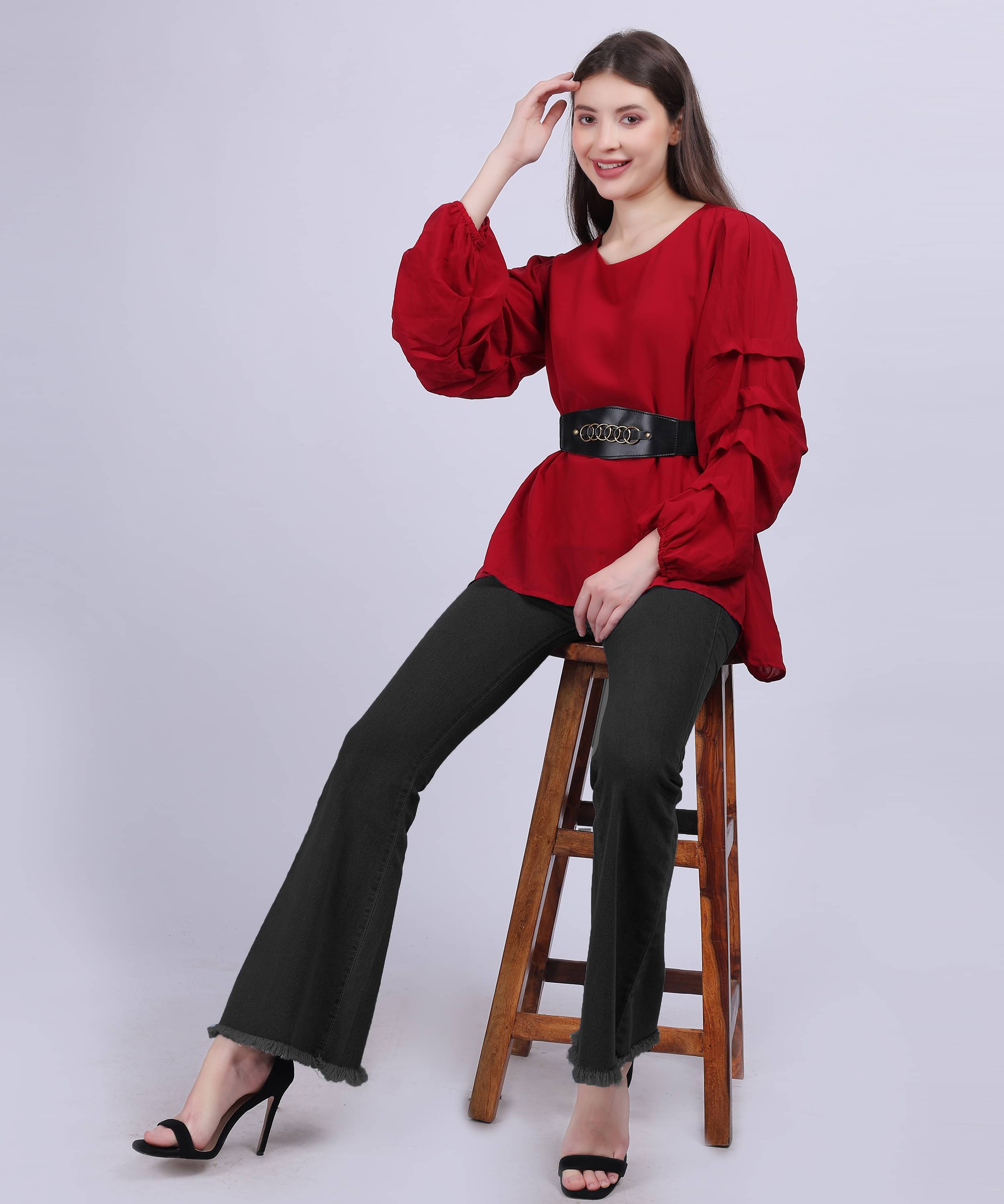     			aumbe Women's Polyester Regular Top ( Maroon )