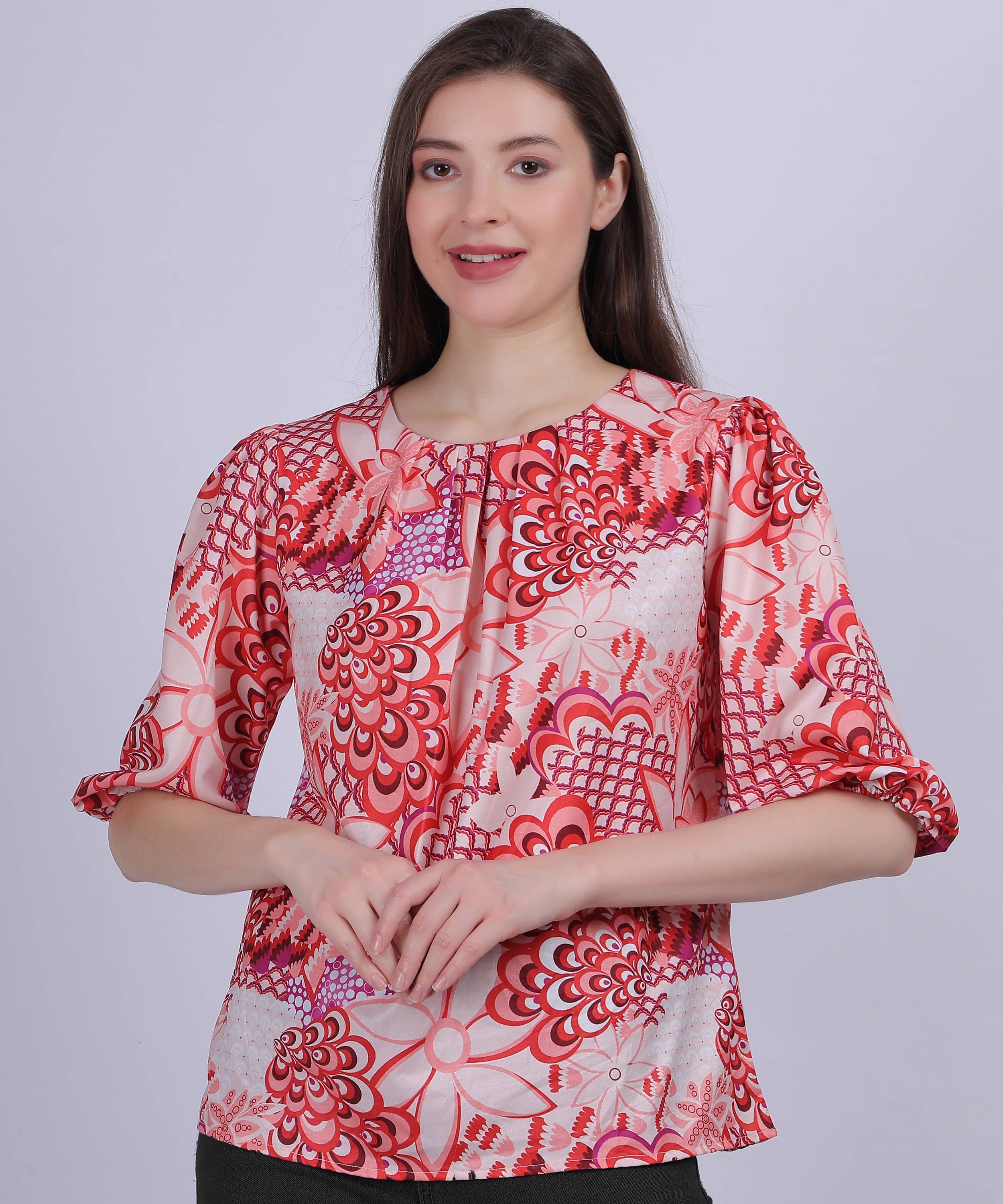aumbe Women's Polyester Regular Top ( Peach ) aumbe Women's Polyester Regular Top ( Peach )