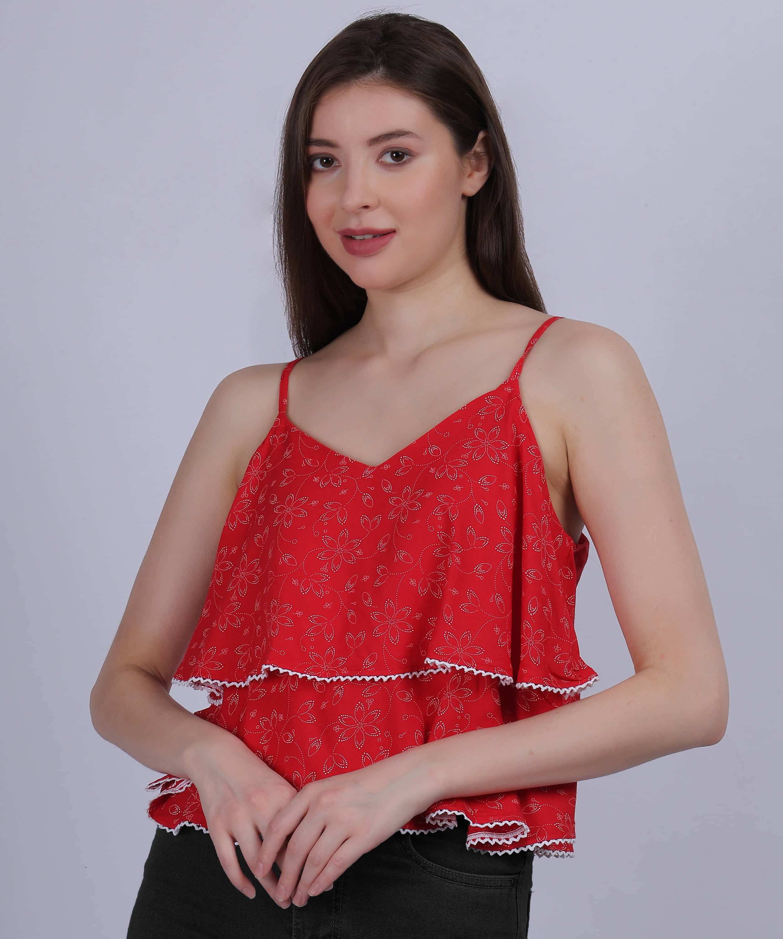 aumbe Women's Rayon Regular Top ( Red ) aumbe Women's Rayon Regular Top ( Red )