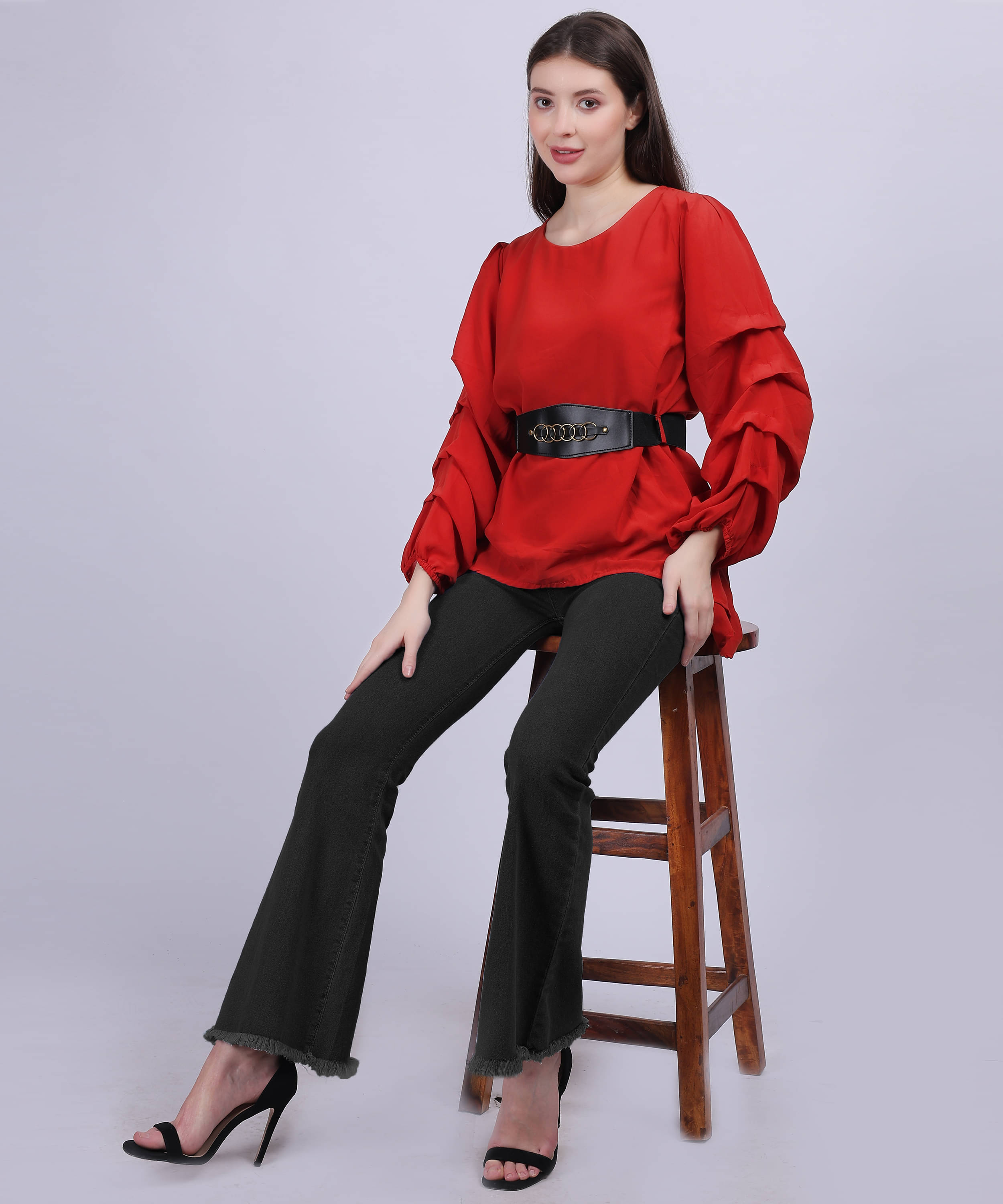 aumbe Women's Polyester Regular Top ( Rust ) aumbe Women's Polyester Regular Top ( Rust )