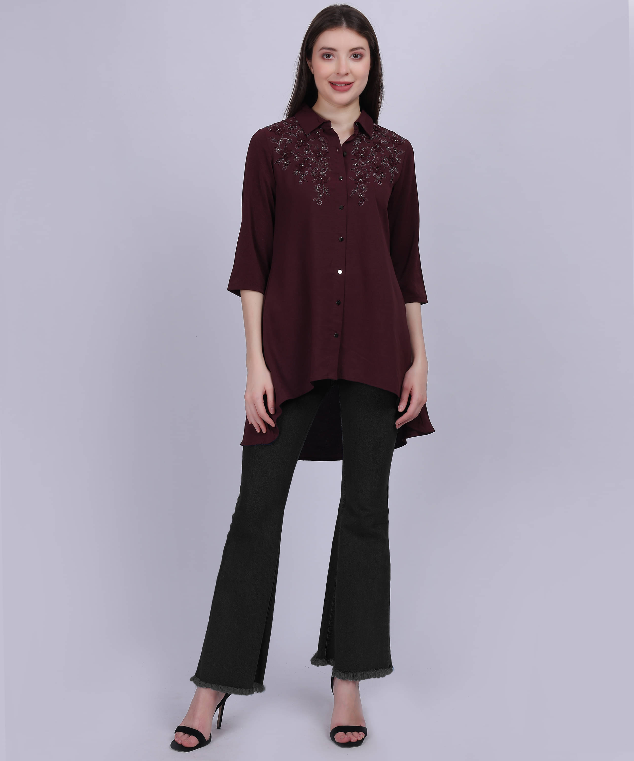    			aumbe Women's Polyester Tunic ( Wine )
