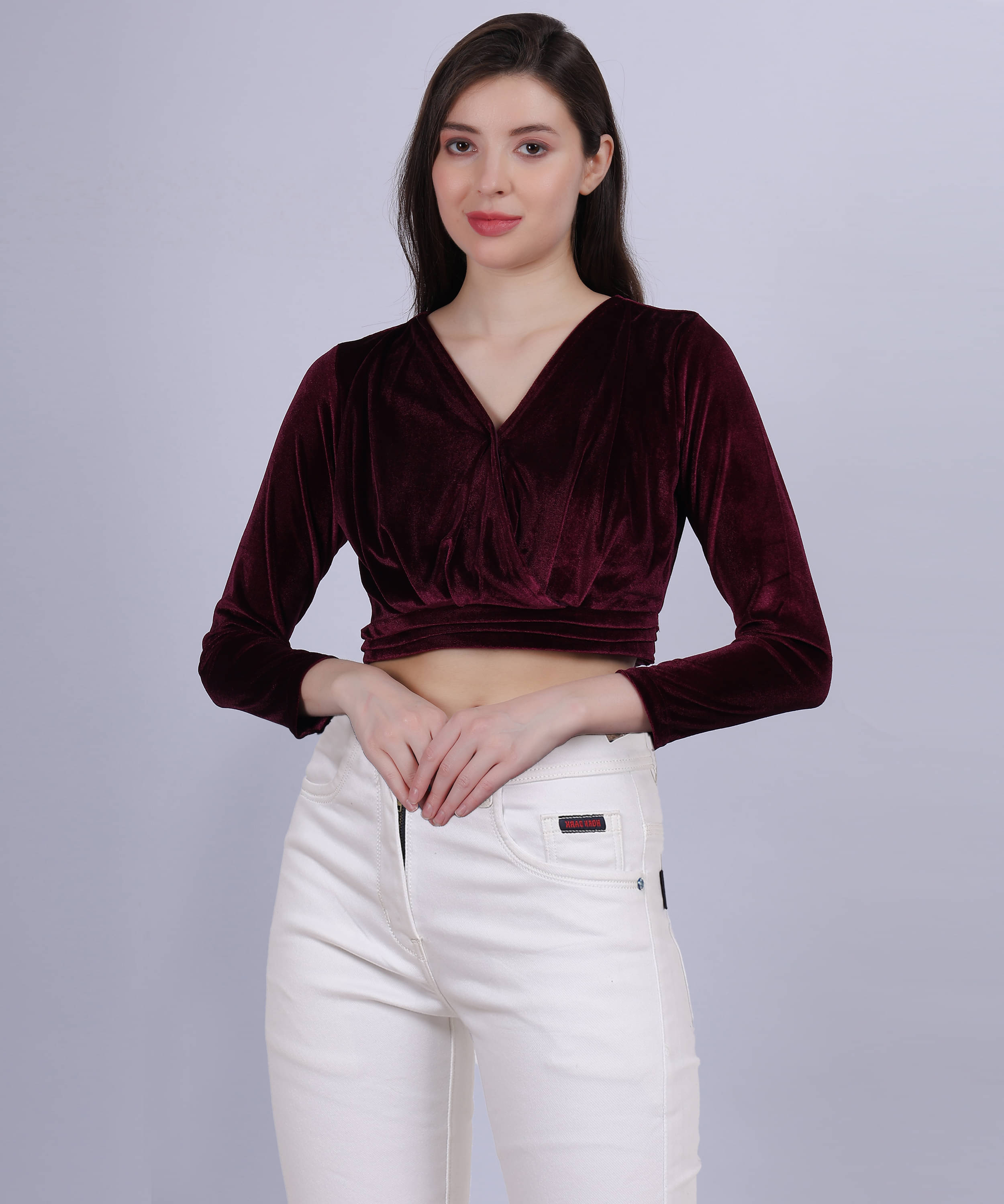 aumbe Women's Velvet Regular Top ( Wine ) aumbe Women's Velvet Regular Top ( Wine )