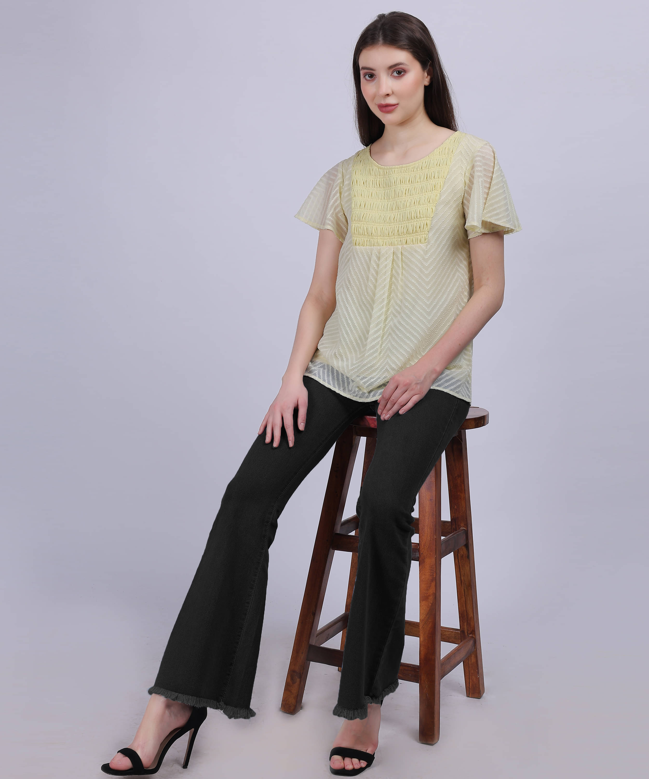 aumbe Women's Chiffon Regular Top ( Yellow ) aumbe Women's Chiffon Regular Top ( Yellow )