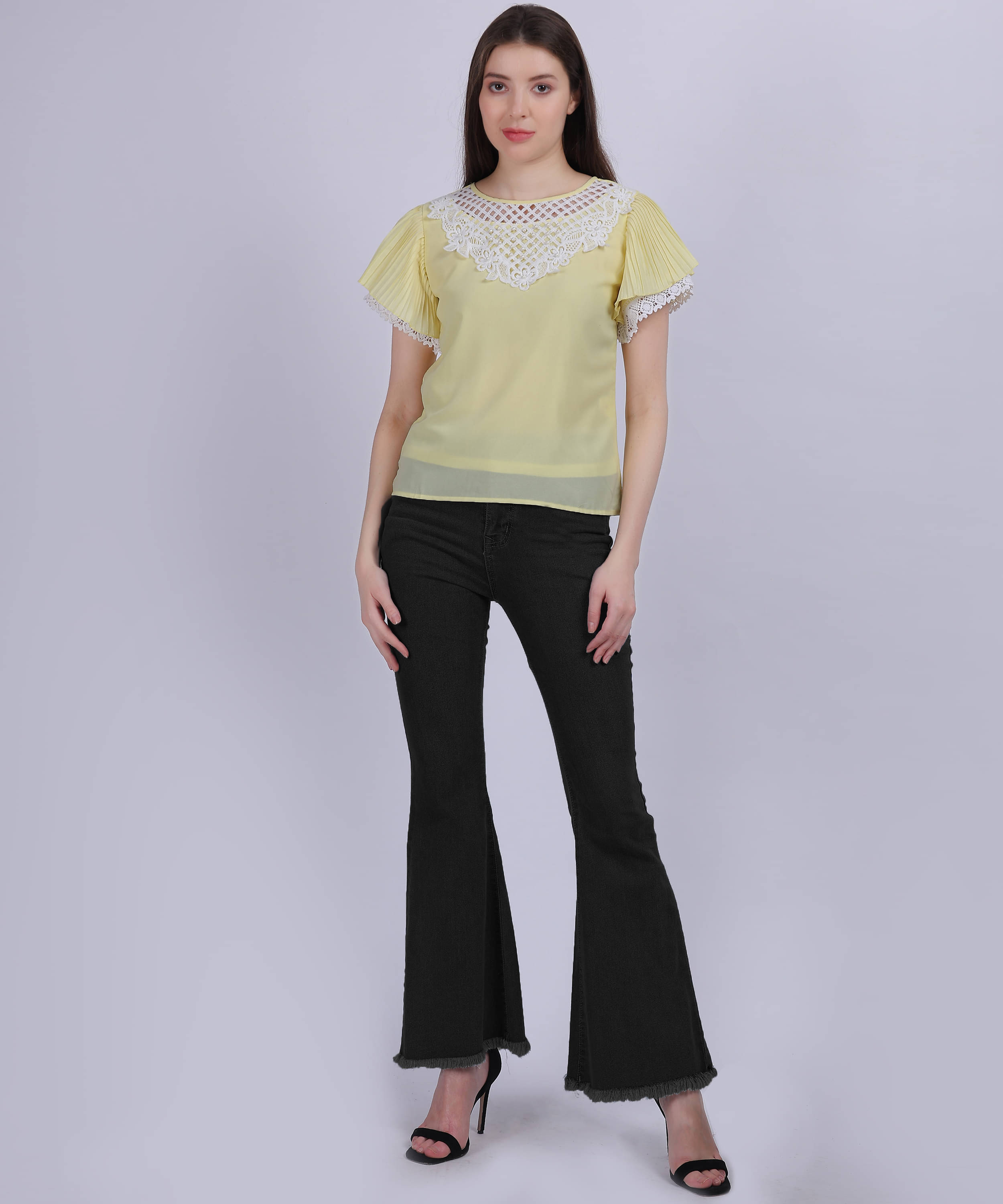 aumbe Women's Chiffon Regular Top ( Yellow ) aumbe Women's Chiffon Regular Top ( Yellow )