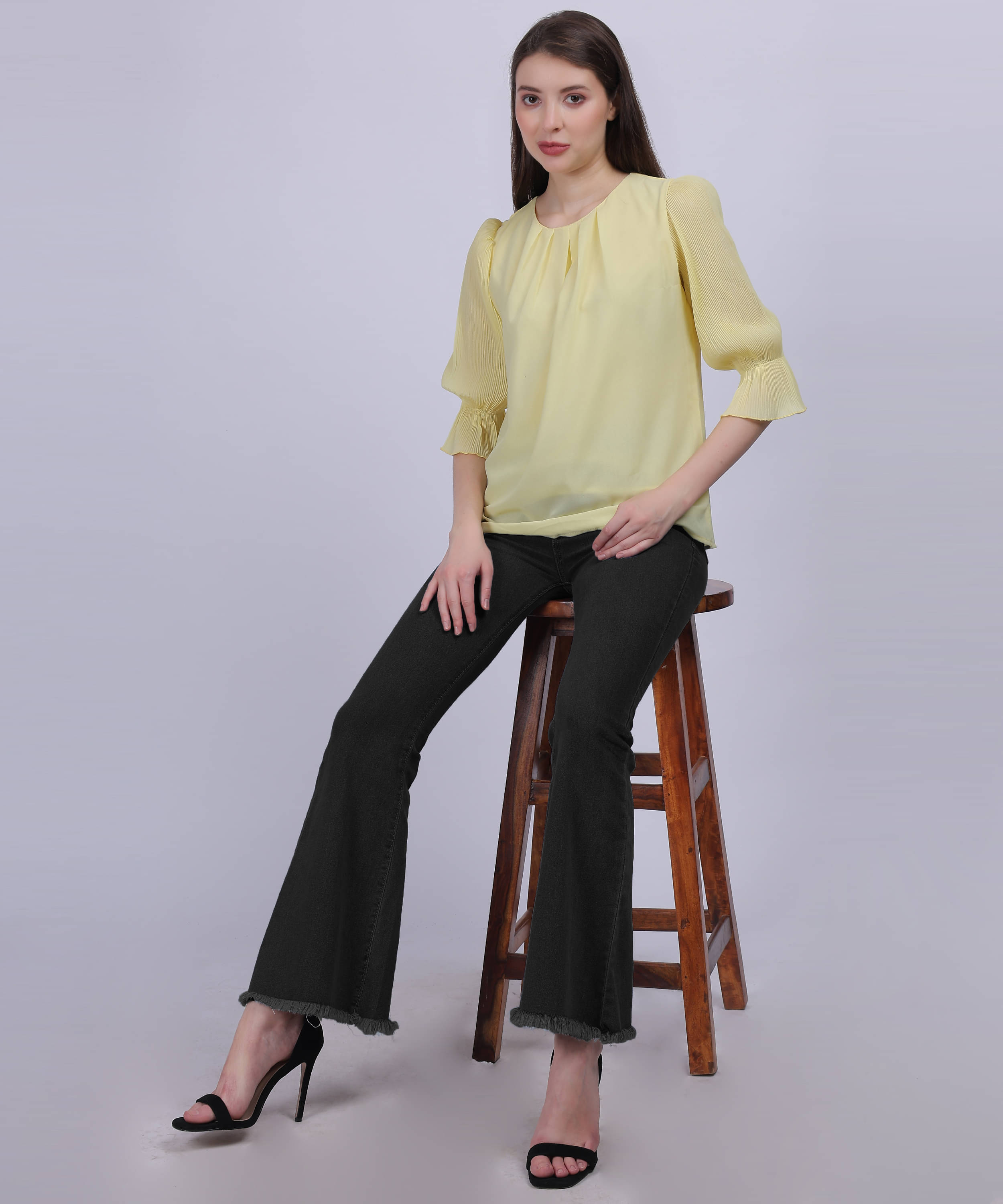 aumbe Women's Chiffon Regular Top ( Yellow )     			aumbe Women's Chiffon Regular Top ( Yellow )
