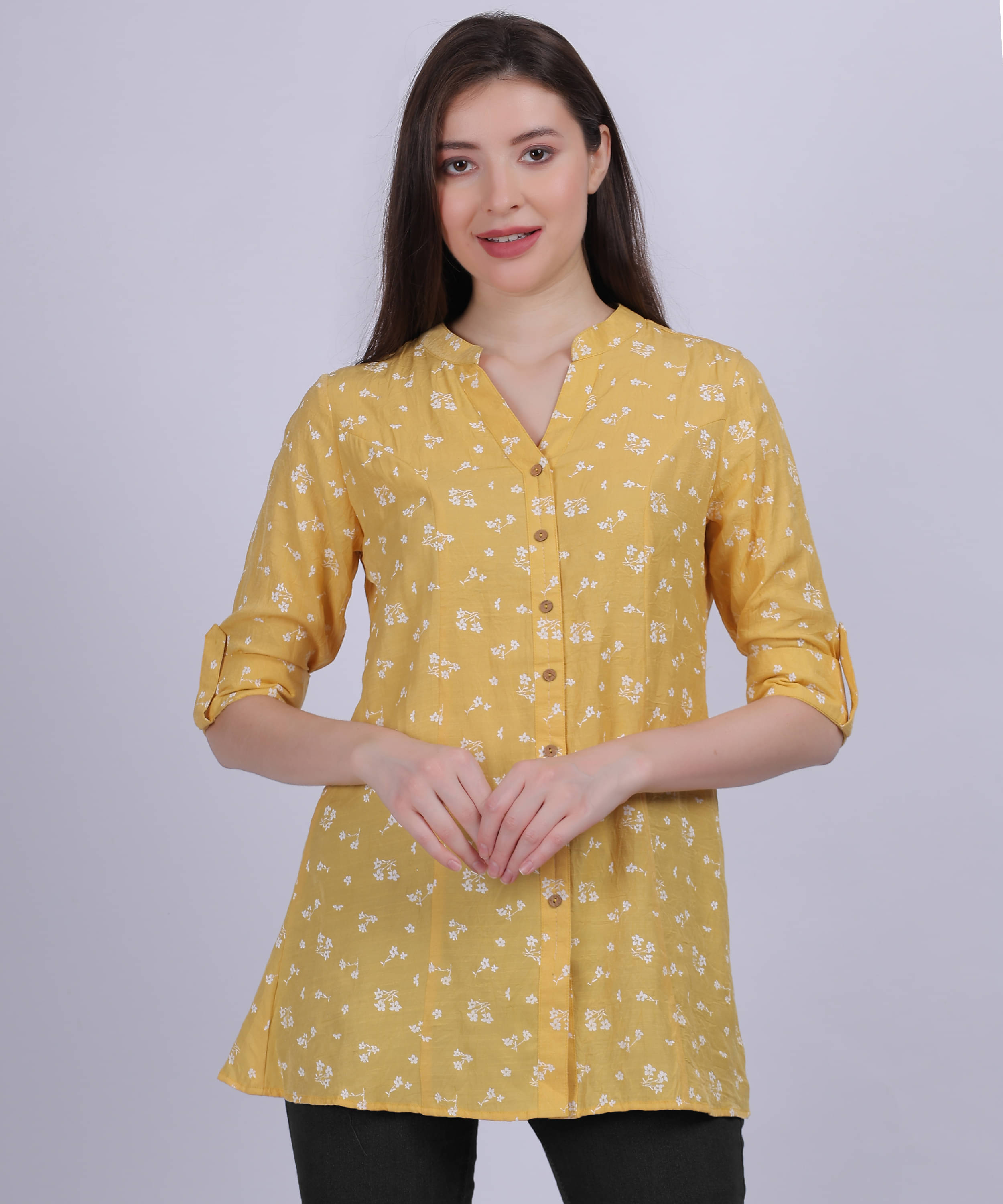     			aumbe Women's Rayon Tunic ( Yellow )