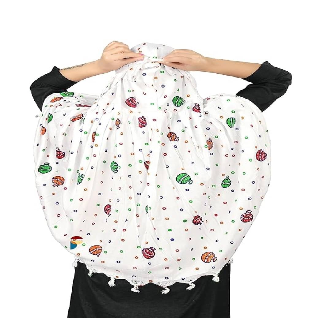 saiswar White Cotton Women's Dupatta - ( Pack of 1 ) saiswar White Cotton Women's Dupatta - ( Pack of 1 )
