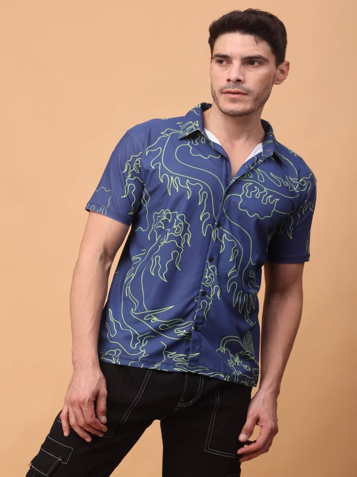 yellow tree Cotton Blend Regular Fit Printed Half Sleeves Men's Casual Shirt - Blue ( Pack of 1 ) yellow tree Cotton Blend Regular Fit Printed Half Sleeves Men's Casual Shirt - Blue ( Pack of 1 )