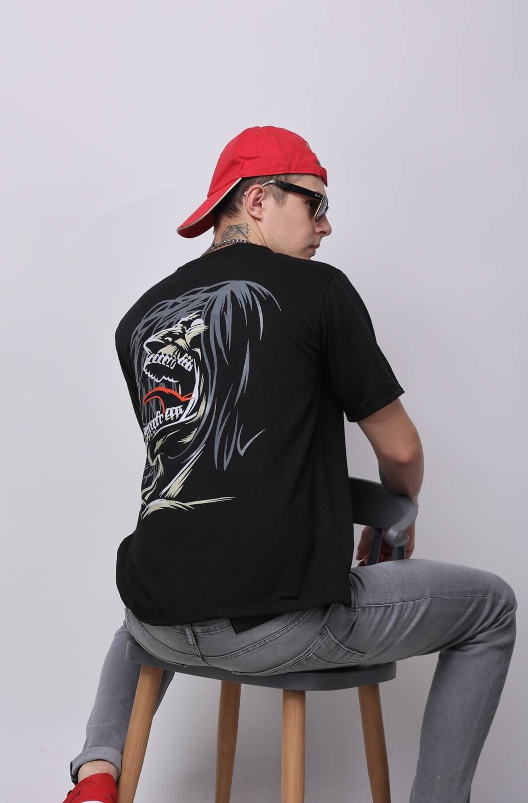     			yellow tree Men Cotton Blend Relaxed Fit Printed T-Shirt ( Black )