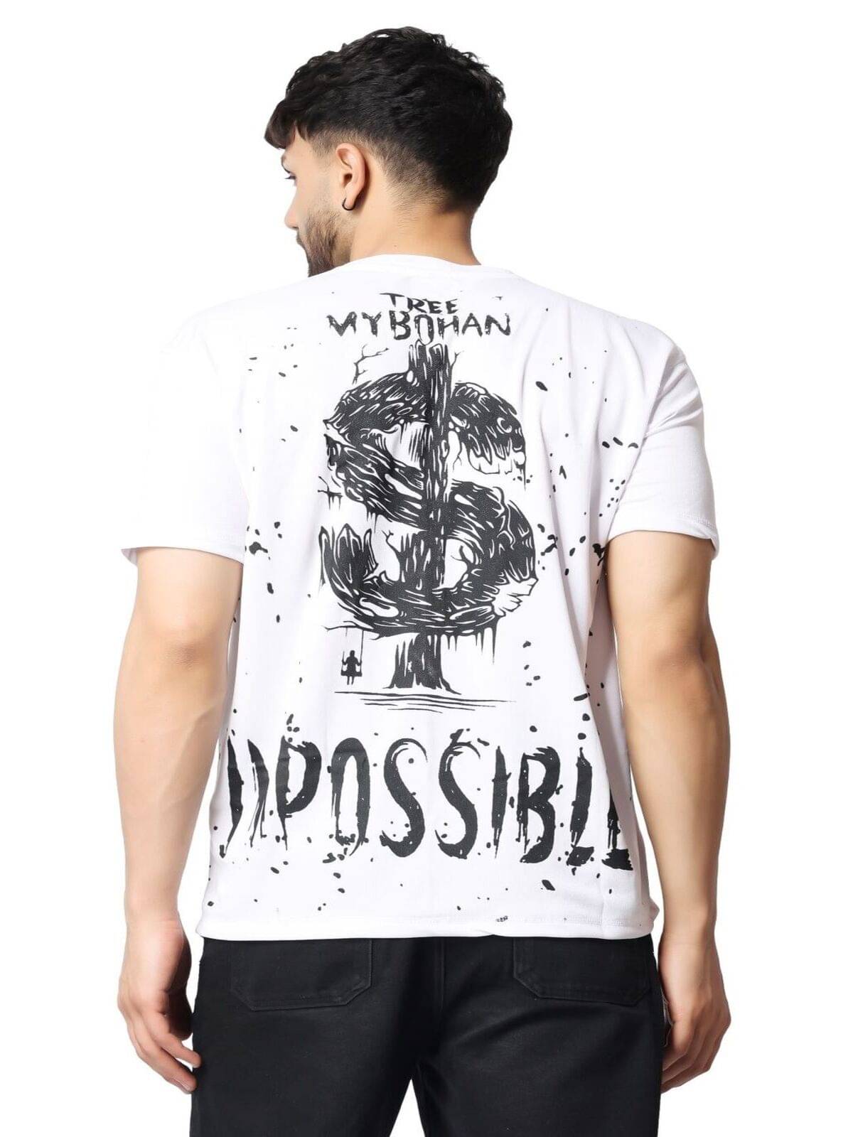     			yellow tree Polyester Regular Fit Printed Half Sleeves Men's Round T-Shirt - White ( Pack of 1 )