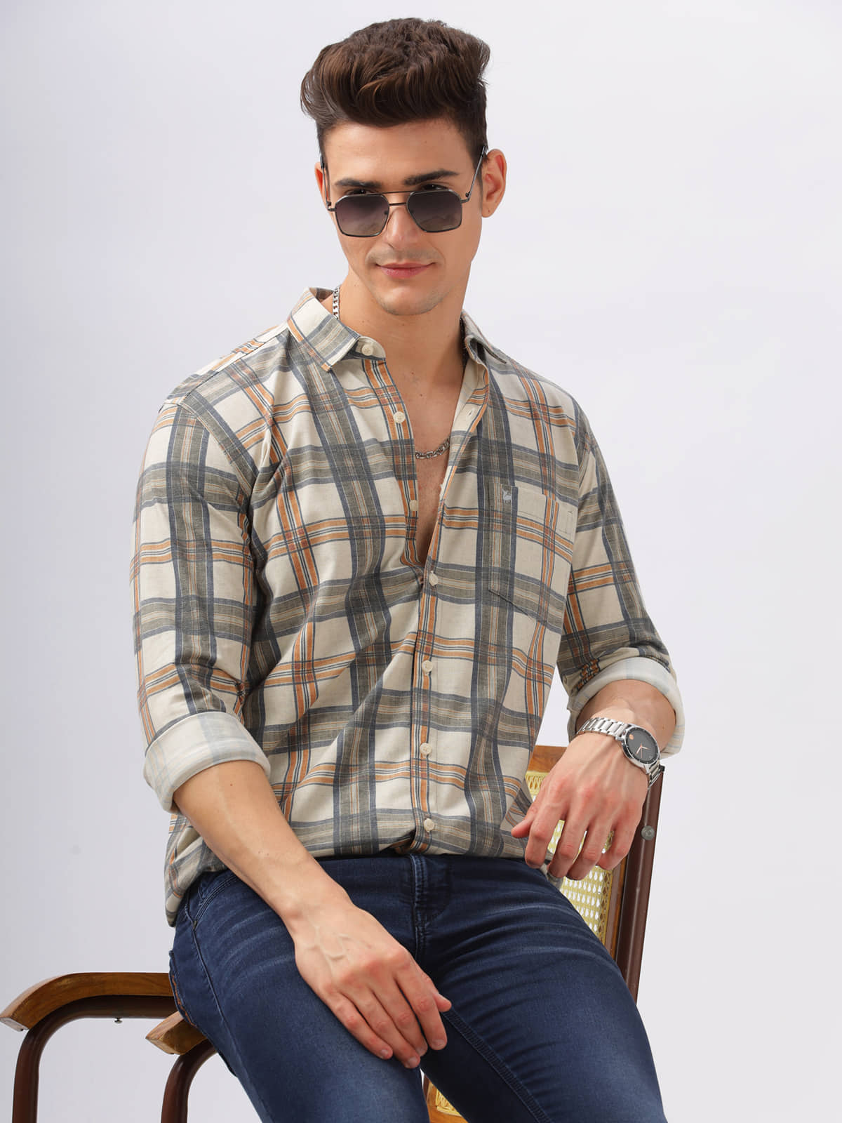 BULLMER Trendy Regular Fit Striped Causal Full Sleeve Shirt for Men_Purple
