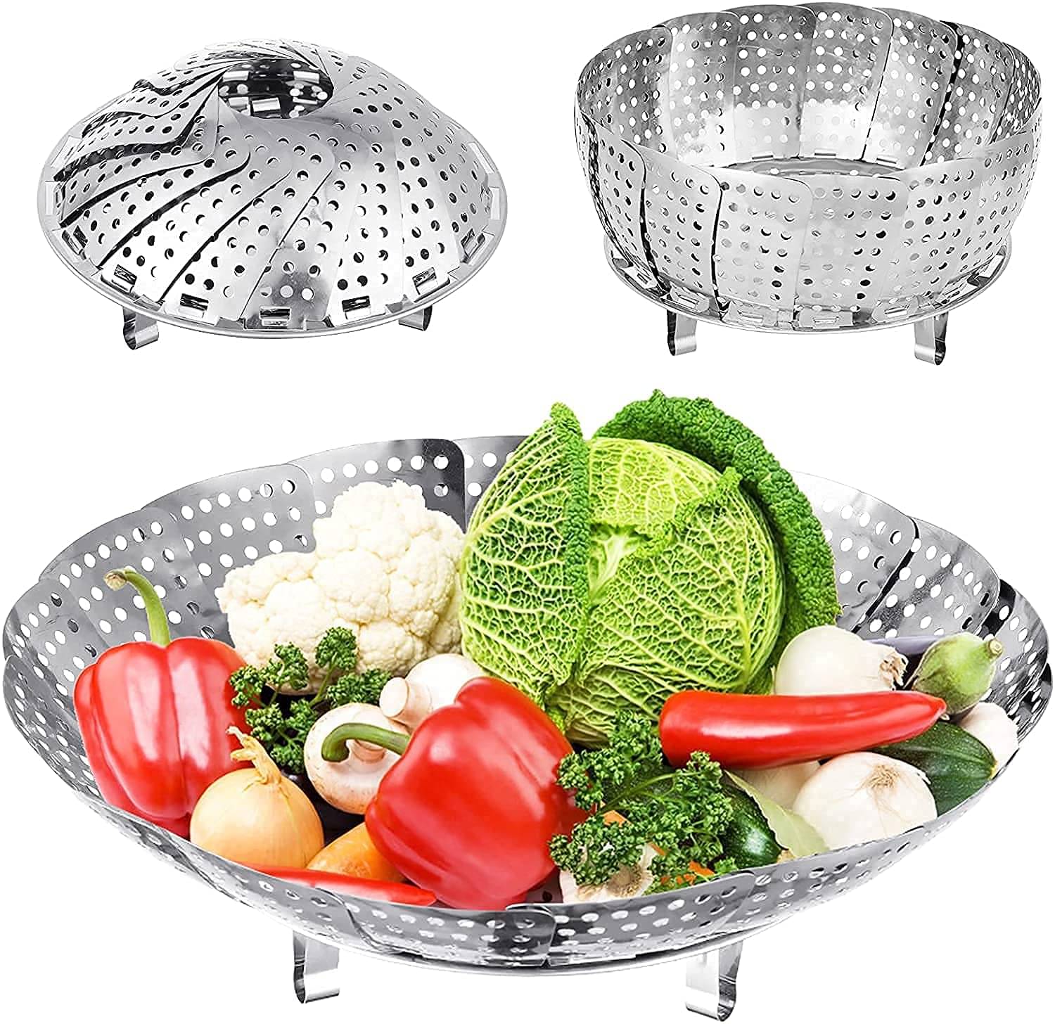 Bhavyta Steamer Basket Steel Silver Multi-Purpose Container ( Set of 1 )     			Bhavyta Steamer Basket Steel Silver Multi-Purpose Container ( Set of 1 )