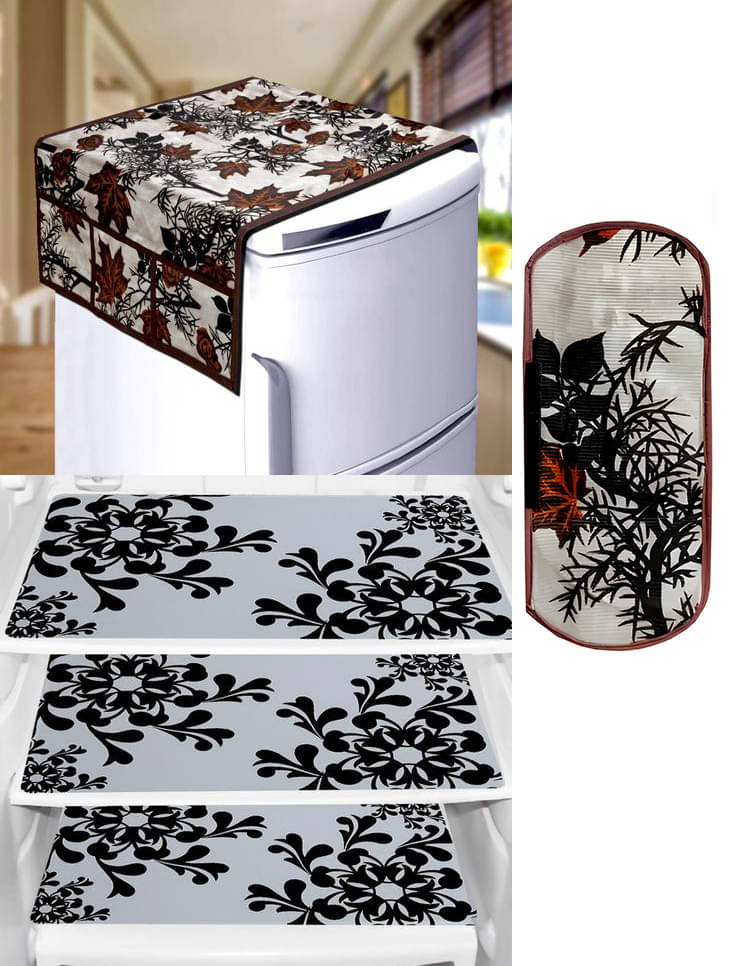 Crosmo Polyester Nature Fridge Mat & Cover ( 99 53 ) Pack Of 5 - Beige Crosmo Polyester Nature Fridge Mat & Cover ( 99 53 ) Pack Of 5 - Beige