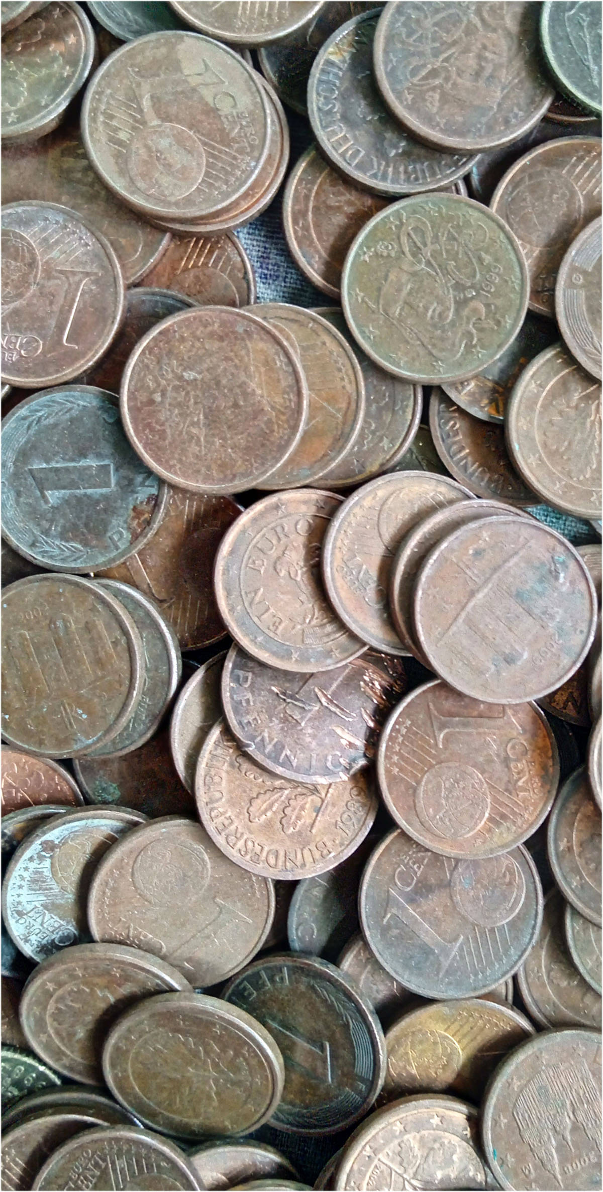     			EURO 1 CENT - 1 KILO = 420 mixed Country coins