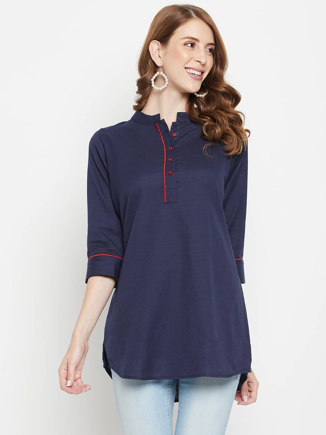     			FASHJONS 360 Women's Cotton Tunic ( Navy Blue )