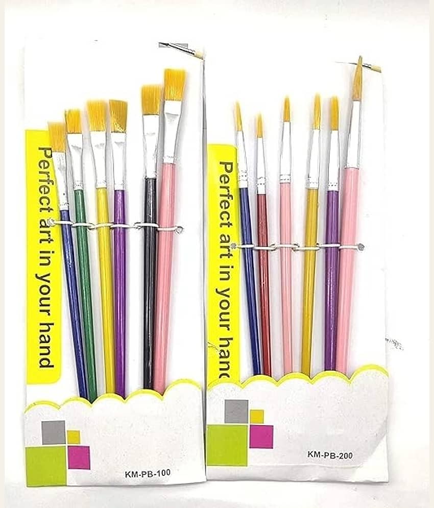 FREEDY Paint Brush Combo 6 Flat or 6 Round, Wood, Nylon - Stationery | Buy online on ZillyBuy