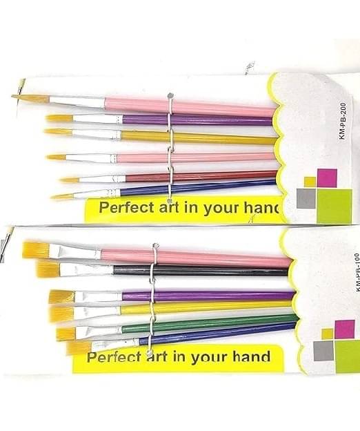     			FREEDY Paint Brush Combo 6 Flat or 6 Round with Heavy Color Plate(one Brush Free)