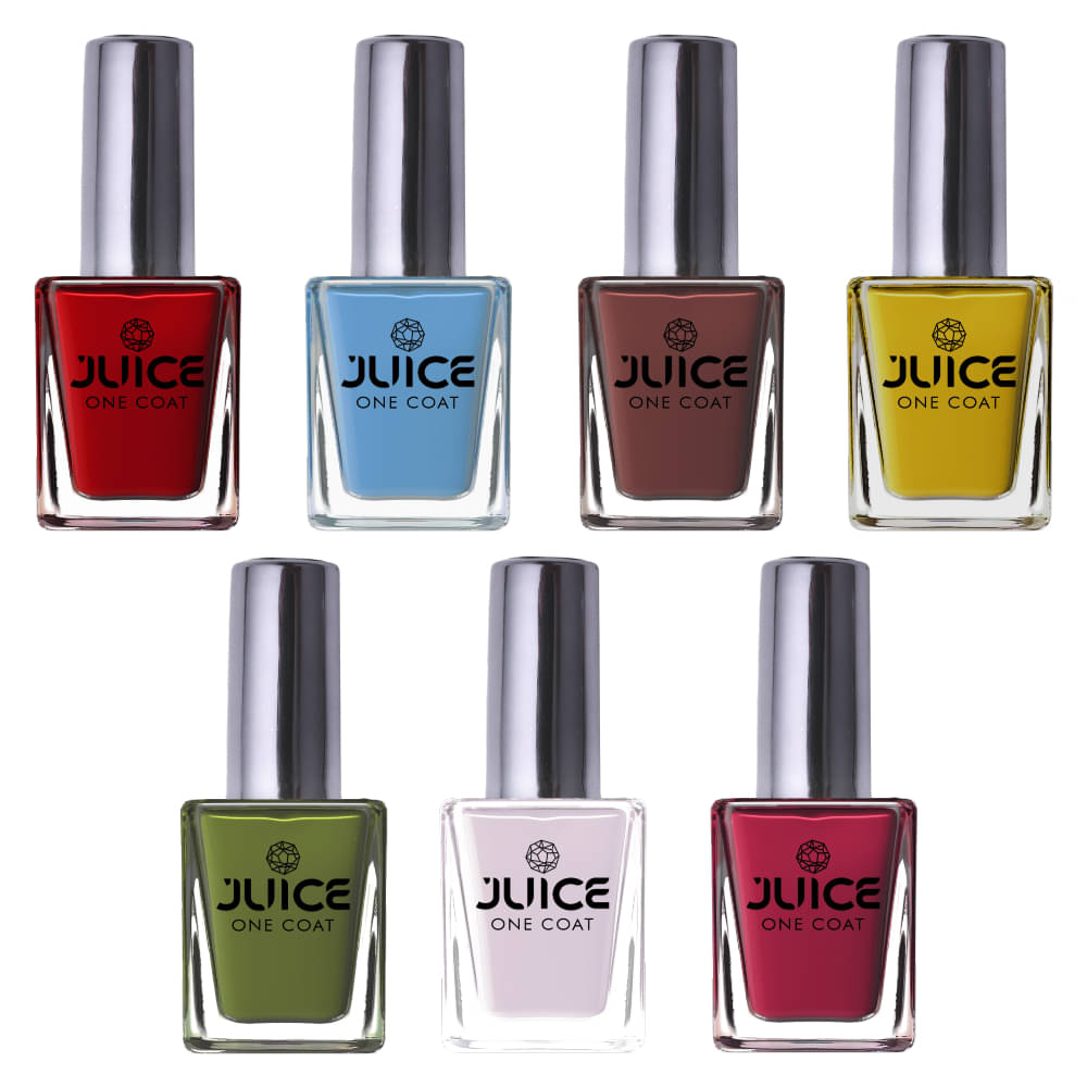     			Juice Nail Paint 11ml Each (Pack of 7) (Moss, Chocolate Brown, Hot Pink, Yellow, Ocean Blue, Crimsom Red, Cloud Grey)