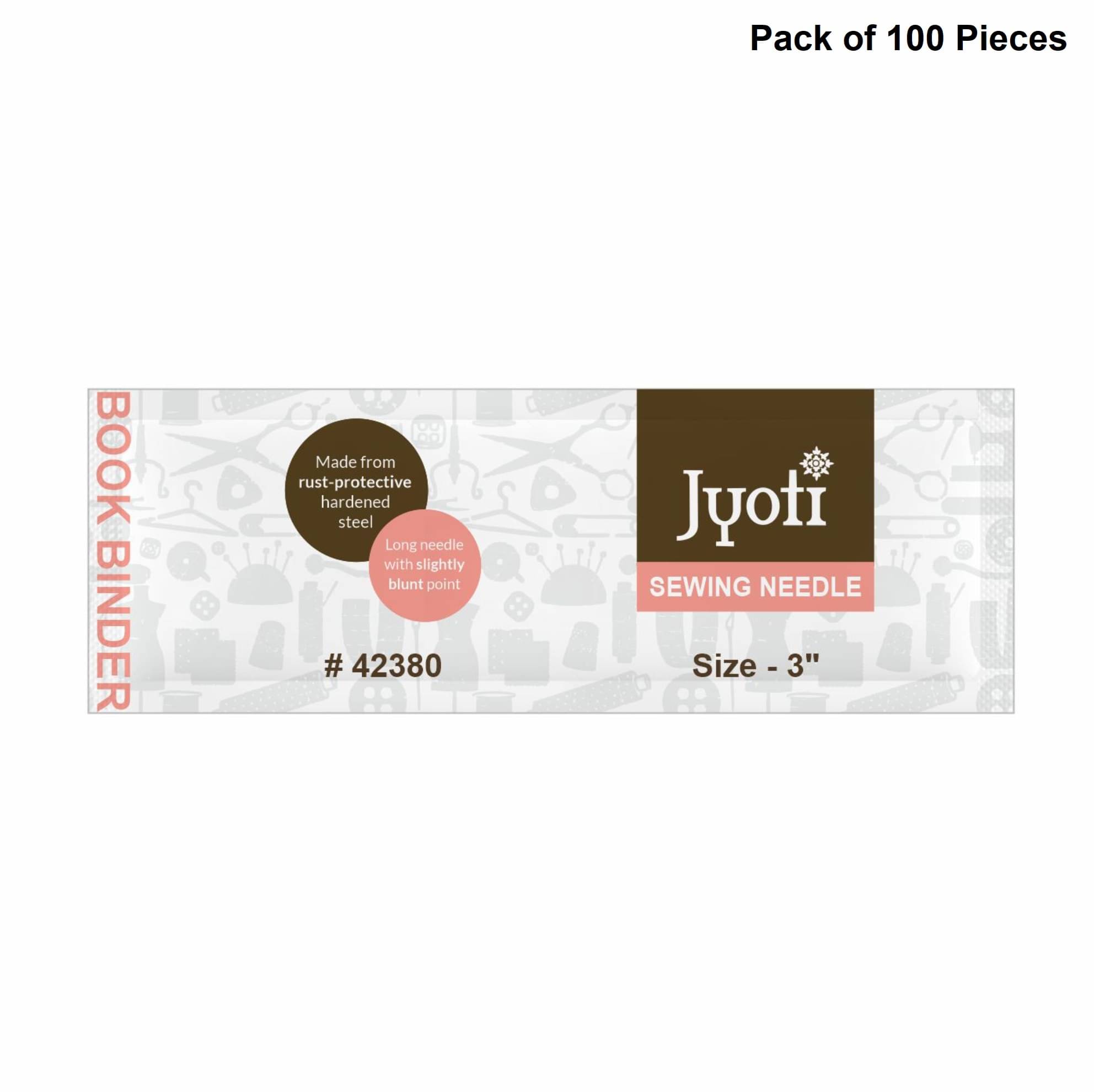     			Jyoti Book Binder Hand Sewing Needles 3", Long Length with Slightly Blunt Point & Long Eye, Cloth Stitching Steel Needles, Printing & Binding, Yarn & Thread Needles, 42380 (Size - 3") - 100 Pieces