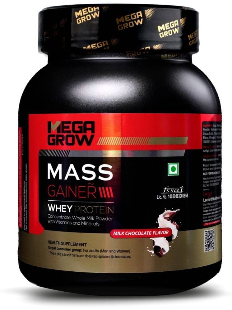     			Megagrow Mass Gainer & whey protine powder - Milk Chocolate Flavor | minerals & vitamins | 1 Kg