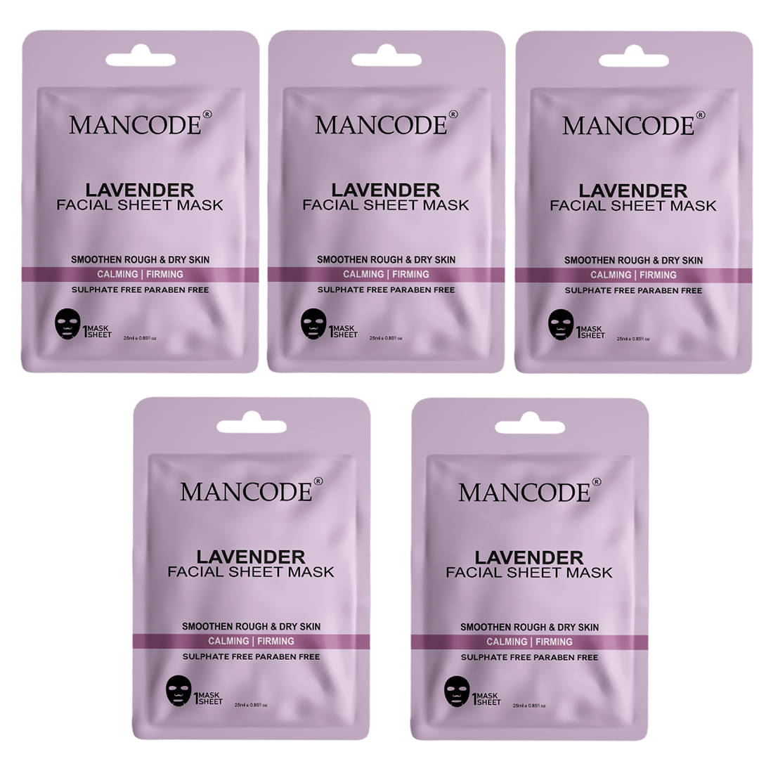     			Mancode Lavender Facial Sheet Mask 25ml , Soft and Smooth Skin , Korean Sheet Mask (Pack of 1)