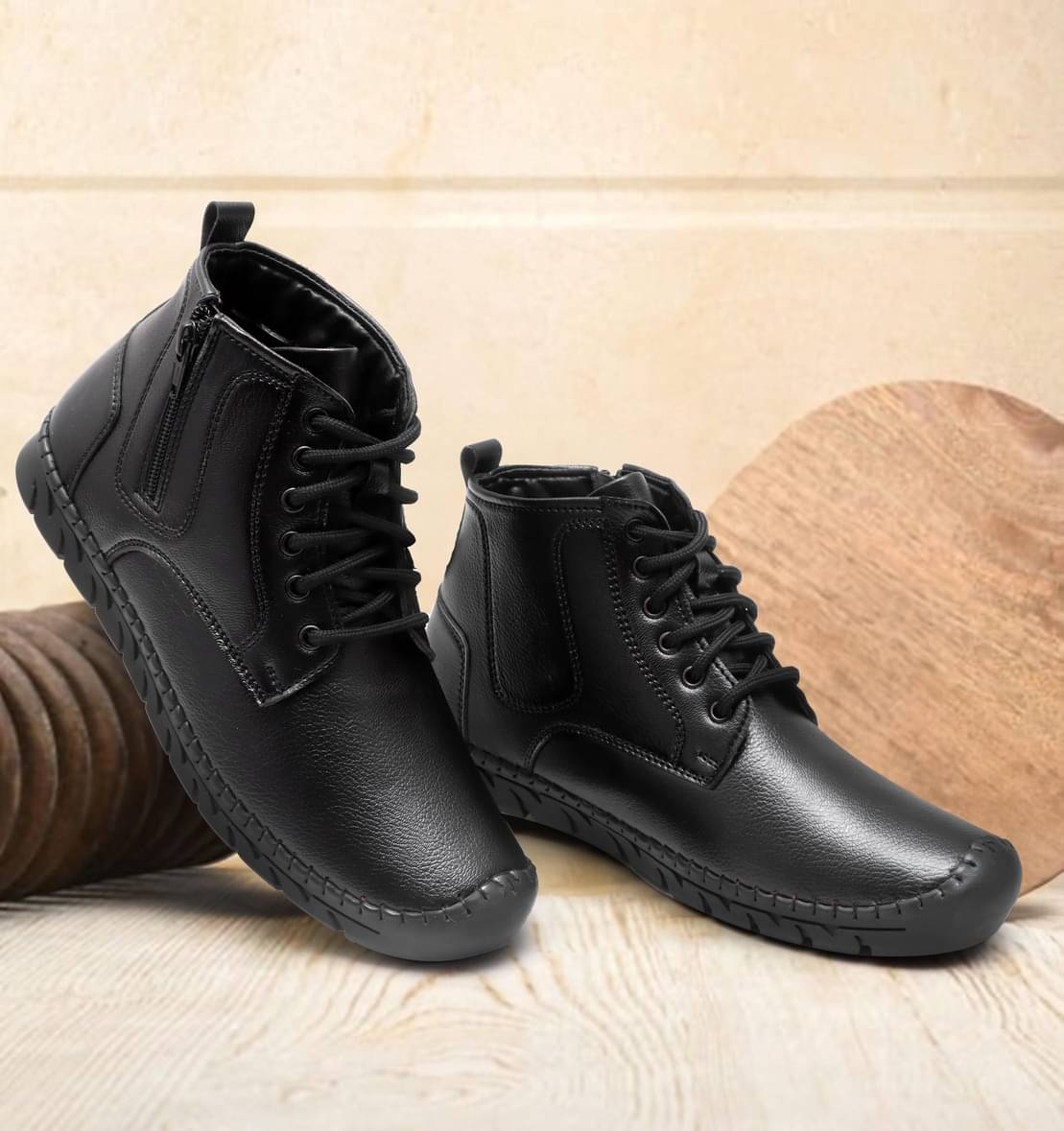     			NAAL Black Men's Casual Boots