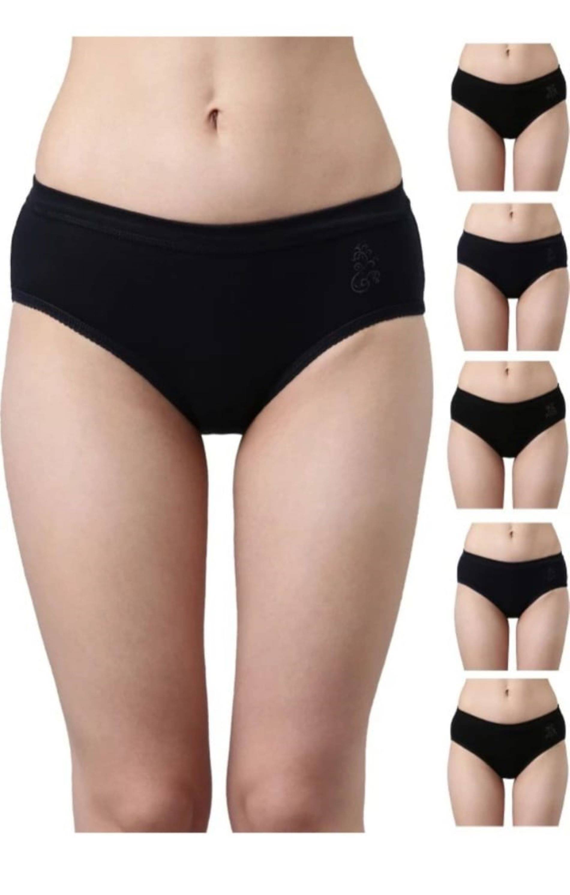     			PIYURZ Pack of 6 Poly Cotton Solid Women's Briefs ( Black )