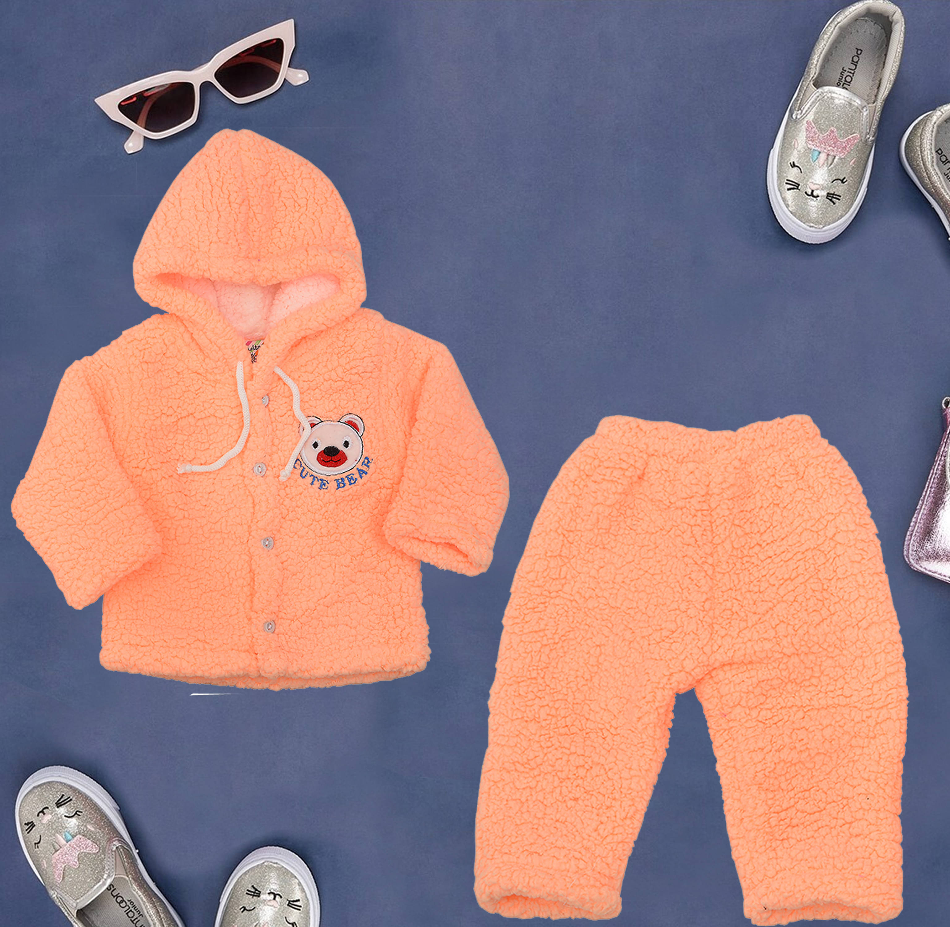     			RELANE Pack of 1 Unisex for Baby Fleece Bodysuit & Jogger Set ( Orange )