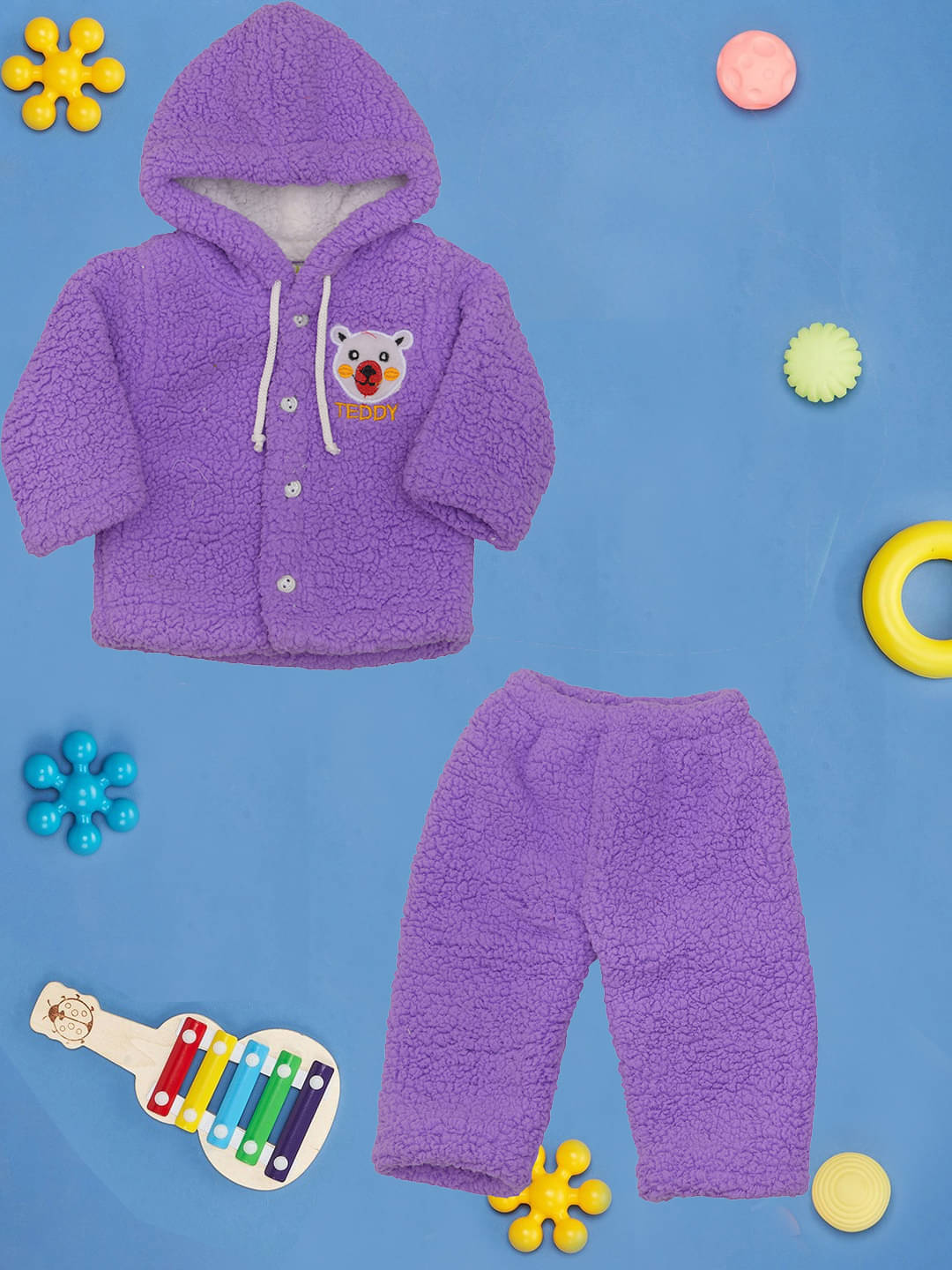     			RELANE Pack of 1 Unisex for Baby Fleece Bodysuit & Jogger Set ( Purple )