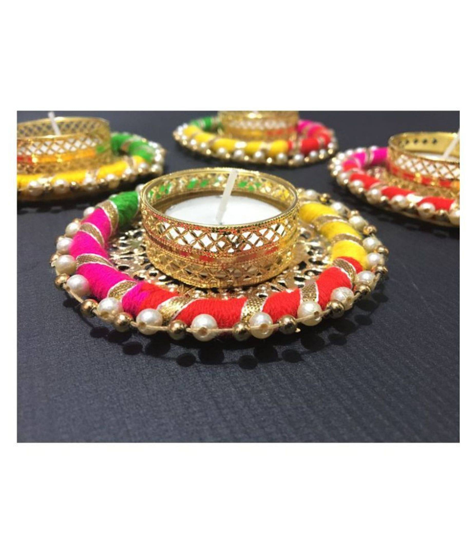     			THRIFTKART Brass Floor Diya - Pack of 6