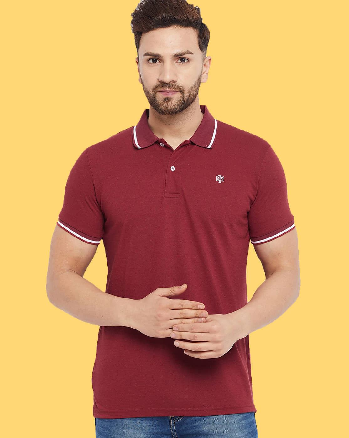 The Million Club Pack of 1 Cotton Regular Fit Solid Half Sleeves Men's Polo T Shirt ( Maroon )