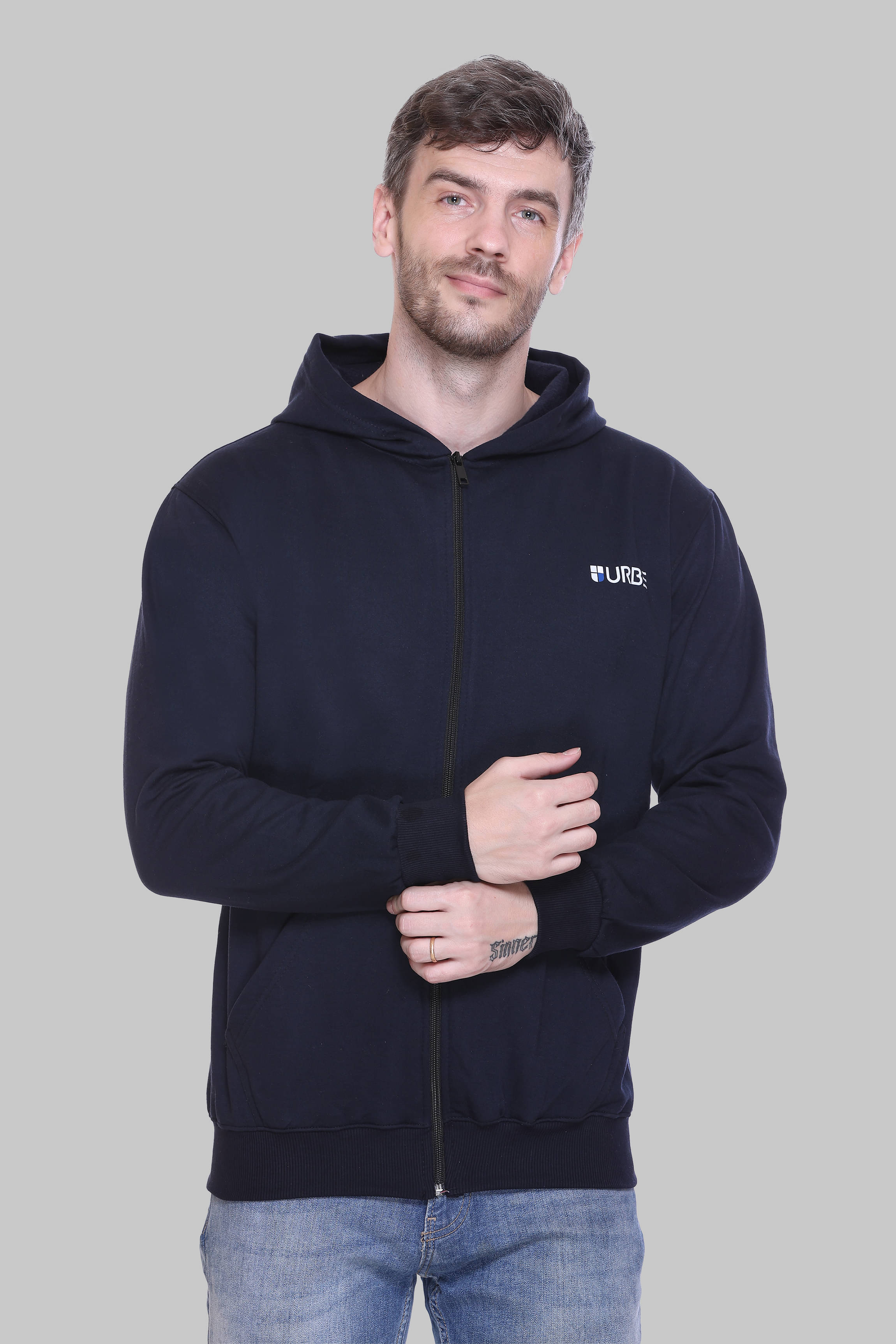 URBE-URBAN EVOLUTION Fleece Hooded Men's Sweatshirt - Blue ( Pack of 1 )     			URBE-URBAN EVOLUTION Fleece Hooded Men's Sweatshirt - Blue ( Pack of 1 )