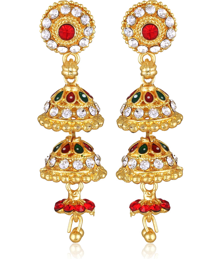 Vighnaharta Golden Jhumki Earrings ( Pack of 1 ) - Earrings | Buy online on ZillyBuy