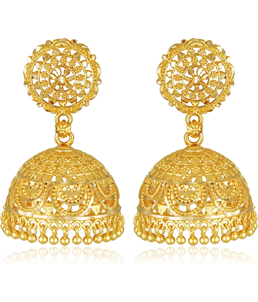 Vighnaharta Golden Jhumki Earrings ( Pack of 1 ) - Earrings | Buy online on ZillyBuy