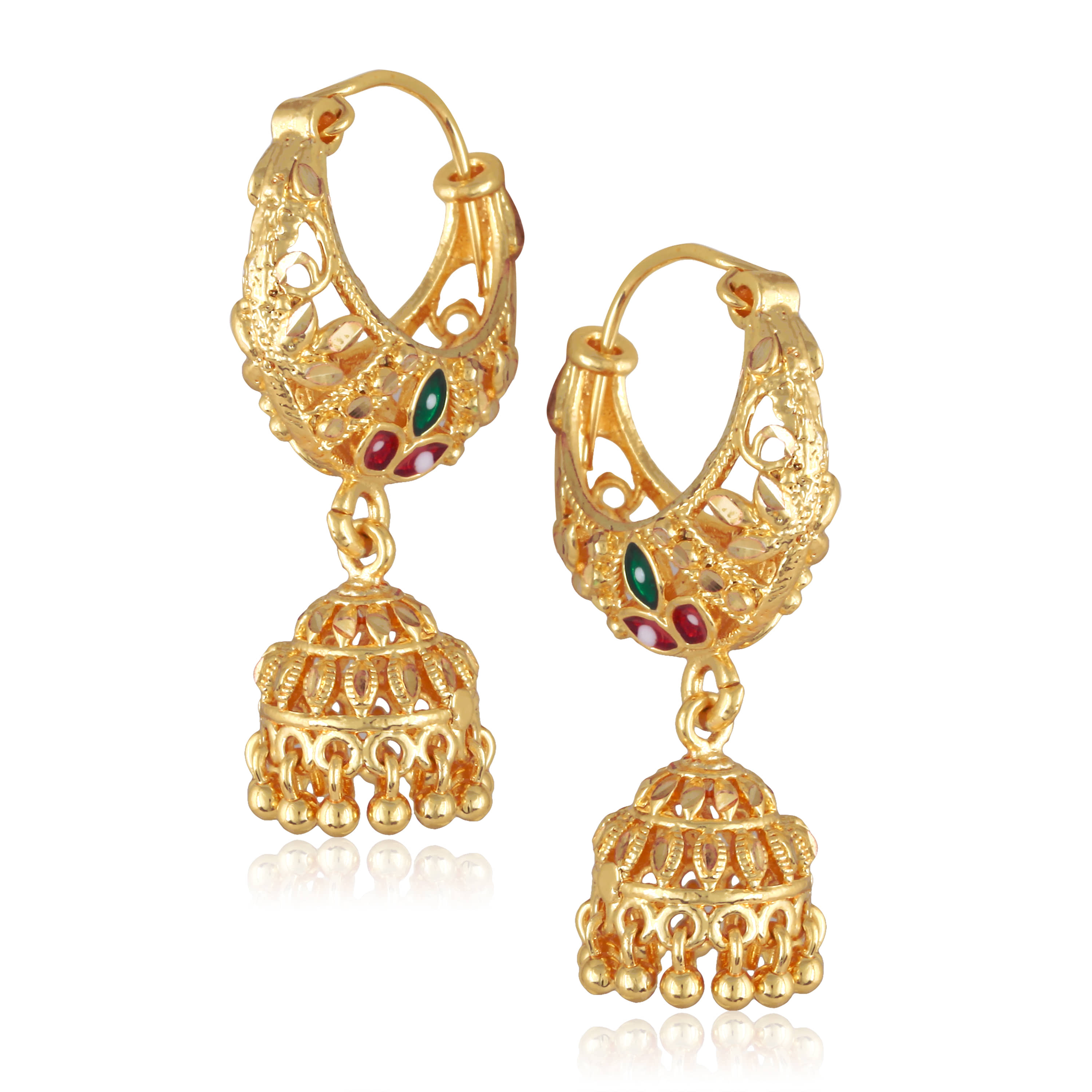 Vighnaharta Golden Jhumki Earrings ( Pack of 1 ) - Earrings | Buy online on ZillyBuy