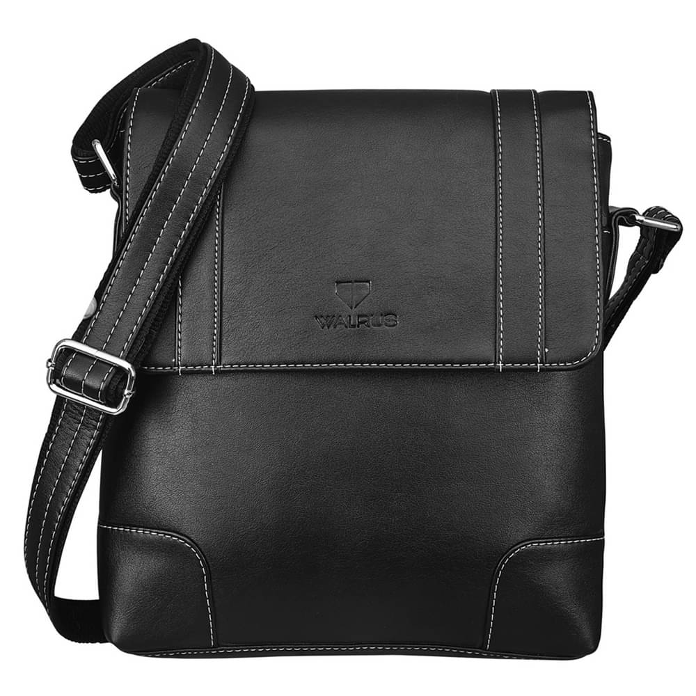     			Walrus Black Solid Messenger Bag