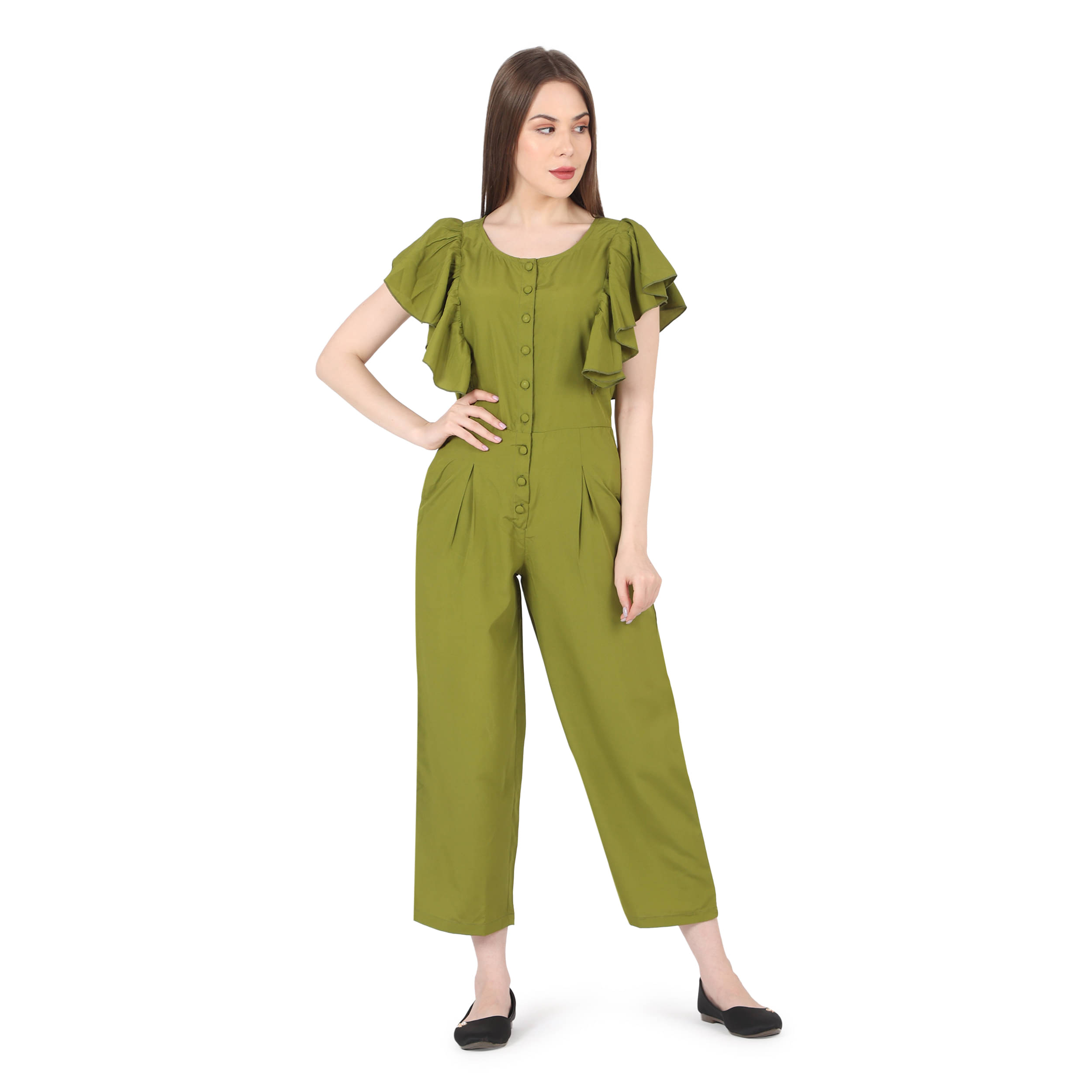 kg trenzz Lime Green Crepe Regular Fit Women's Jumpsuit ( Pack of 1 )     			kg trenzz Lime Green Crepe Regular Fit Women's Jumpsuit ( Pack of 1 )