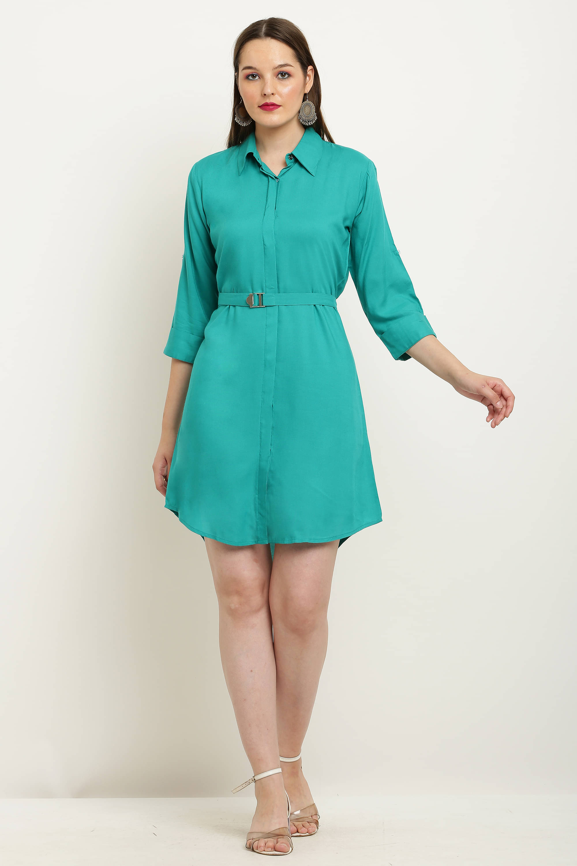     			kg trenzz Women Viscose Solid Fit & Flare Dress ( Sea Green )
