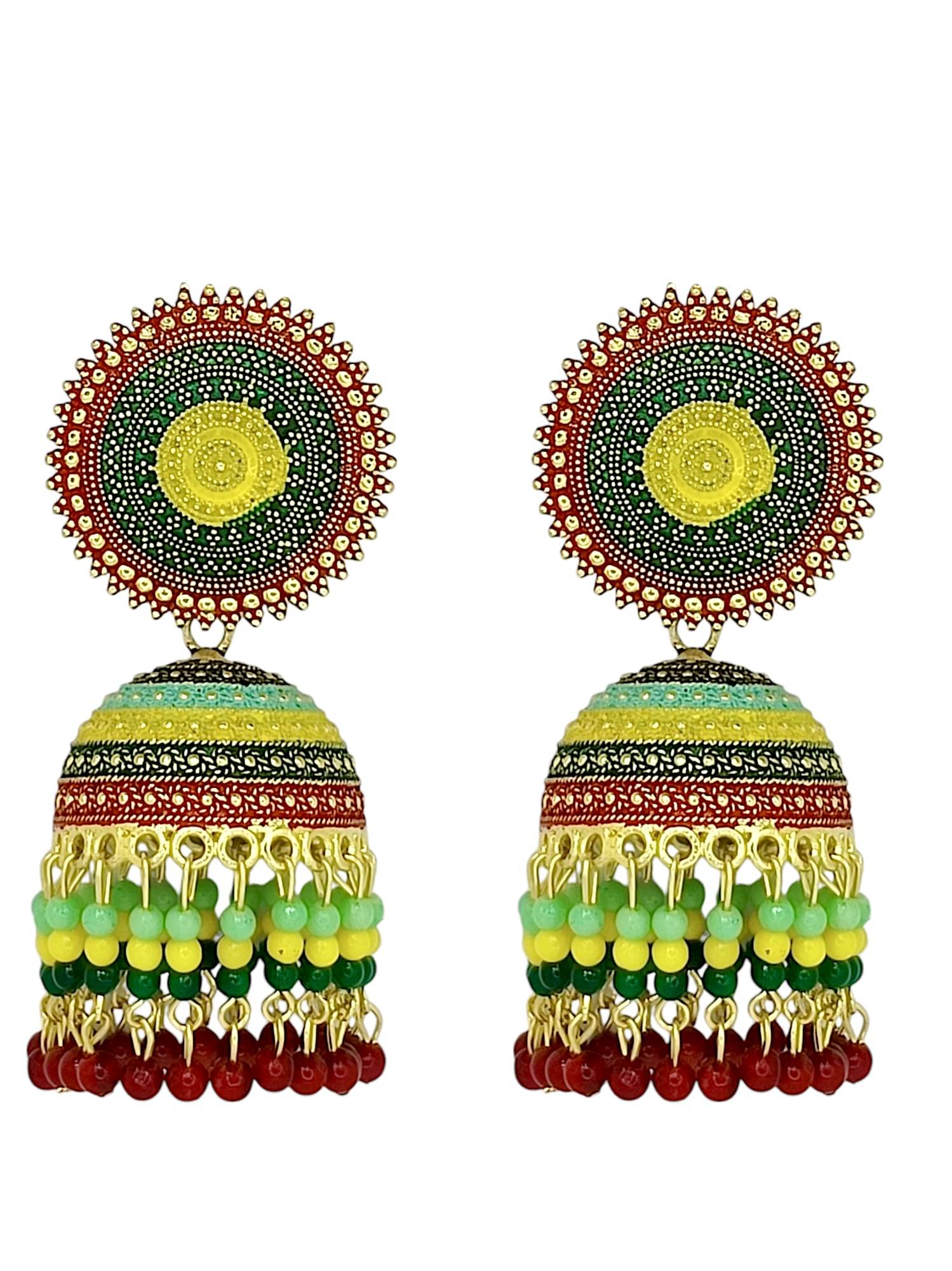     			9blings Multi Color Jhumki Earrings ( Pack of 1 )