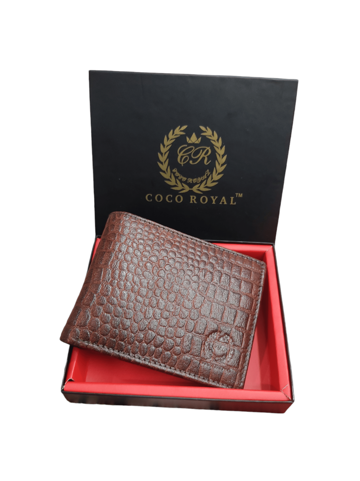     			COCO ROYAL 100% Leather Self Design Men's Two Fold Wallet With 8 Slots For Card ( Brown , Pack of 1 )