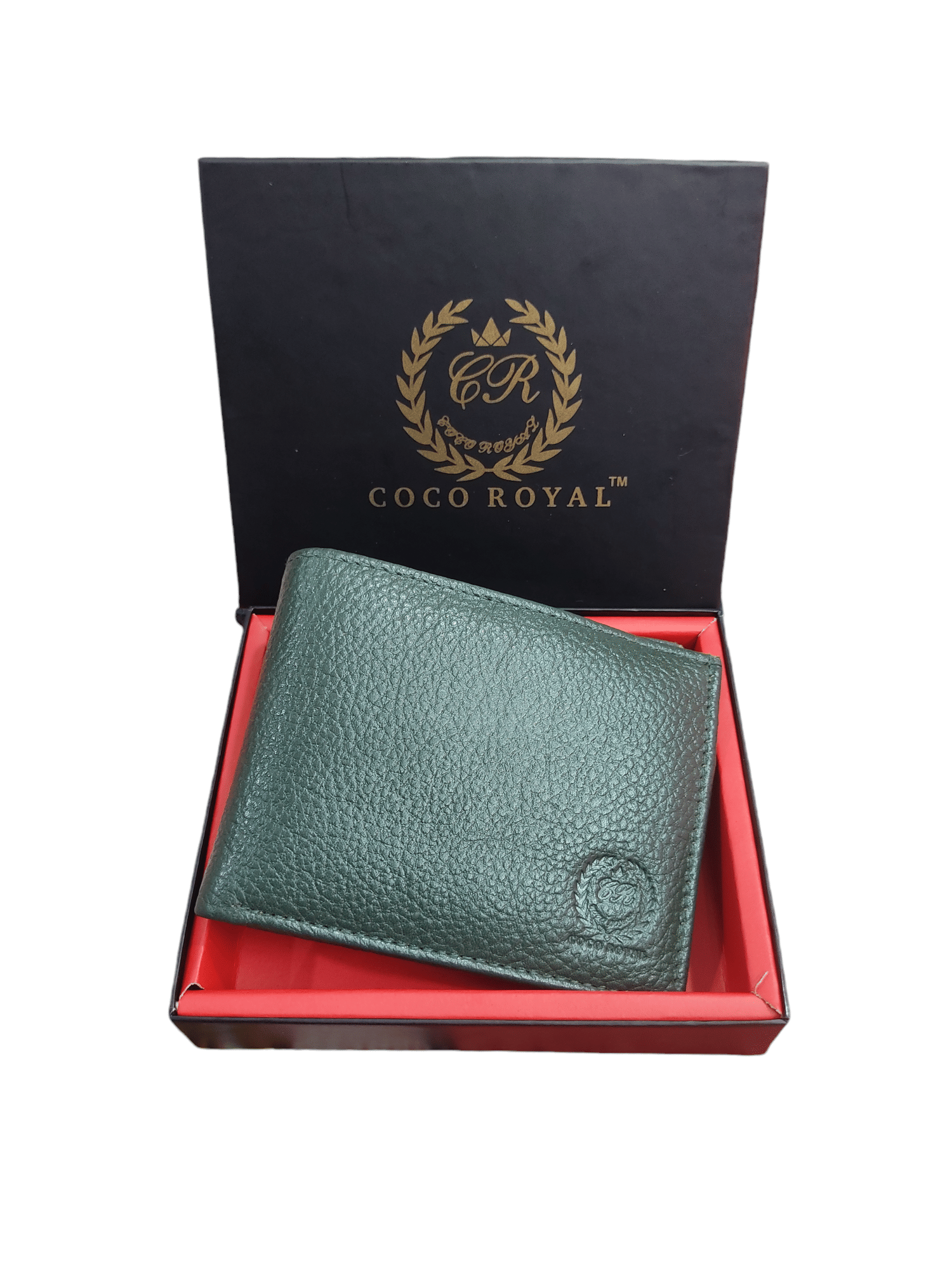 COCO ROYAL 100% Leather Self Design Men's Two Fold Wallet With 9 Slots For Card ( Green , Pack of 1 ) - Handbags | Buy online on ZillyBuy