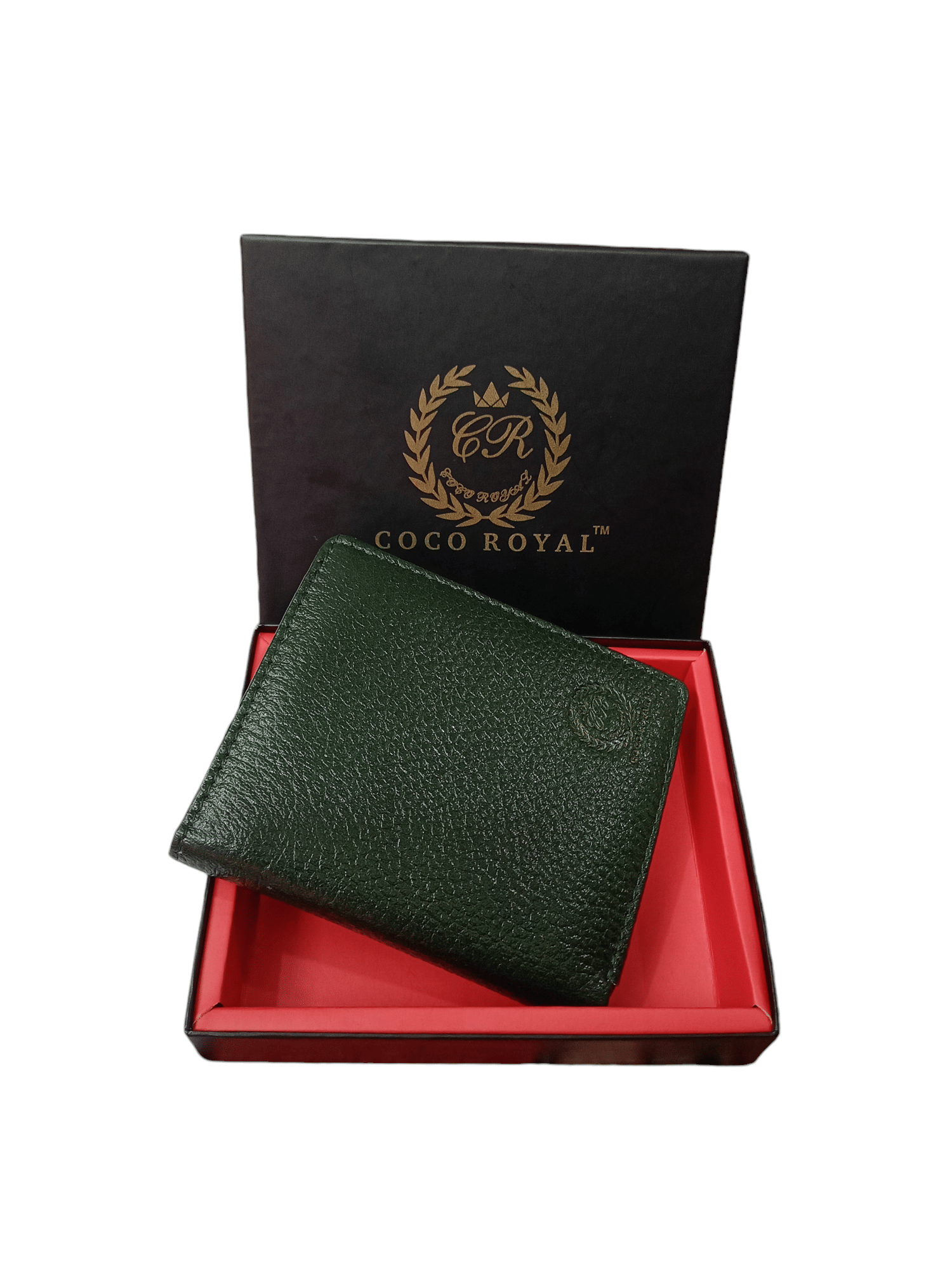     			COCO ROYAL 100% Leather Printed Men's Two Fold Wallet With 10 Slots For Card ( Green , Pack of 1 )