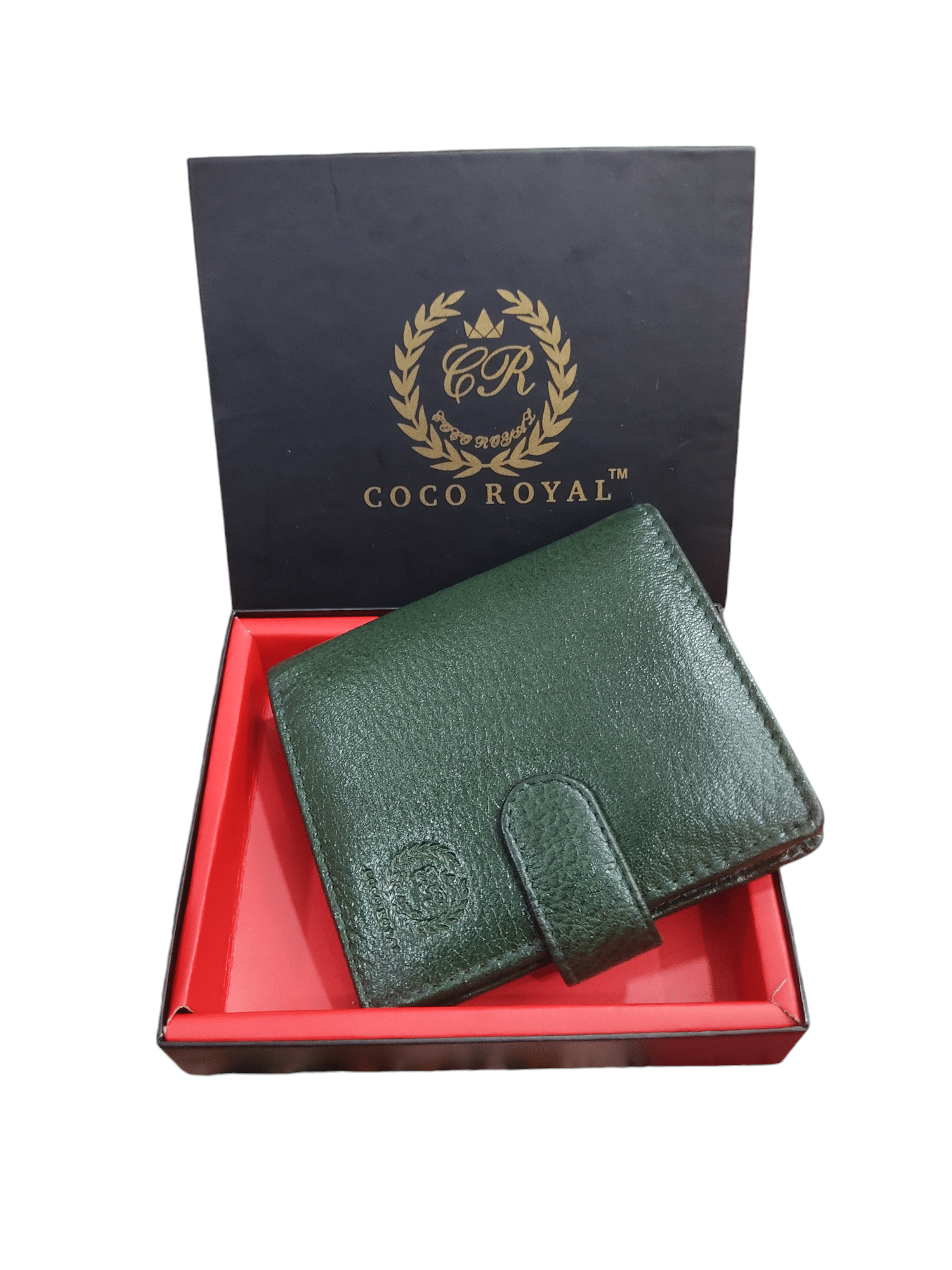     			COCO ROYAL 100% Leather Printed Men's Two Fold Wallet With 10 Slots For Card ( Green , Pack of 1 )