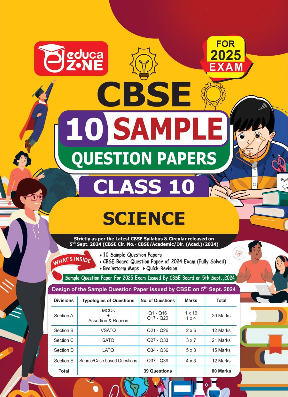     			Educazone CBSE 10 Sample Question Papers Class 10 Science Book (For Board Exam 2025)