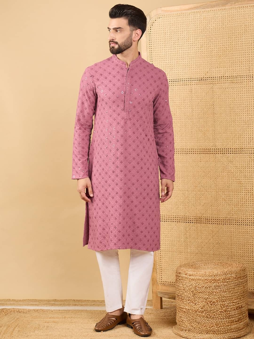     			Ethnic Bay Mauve Viscose Men's Regular Kurta ( Pack of 1 )